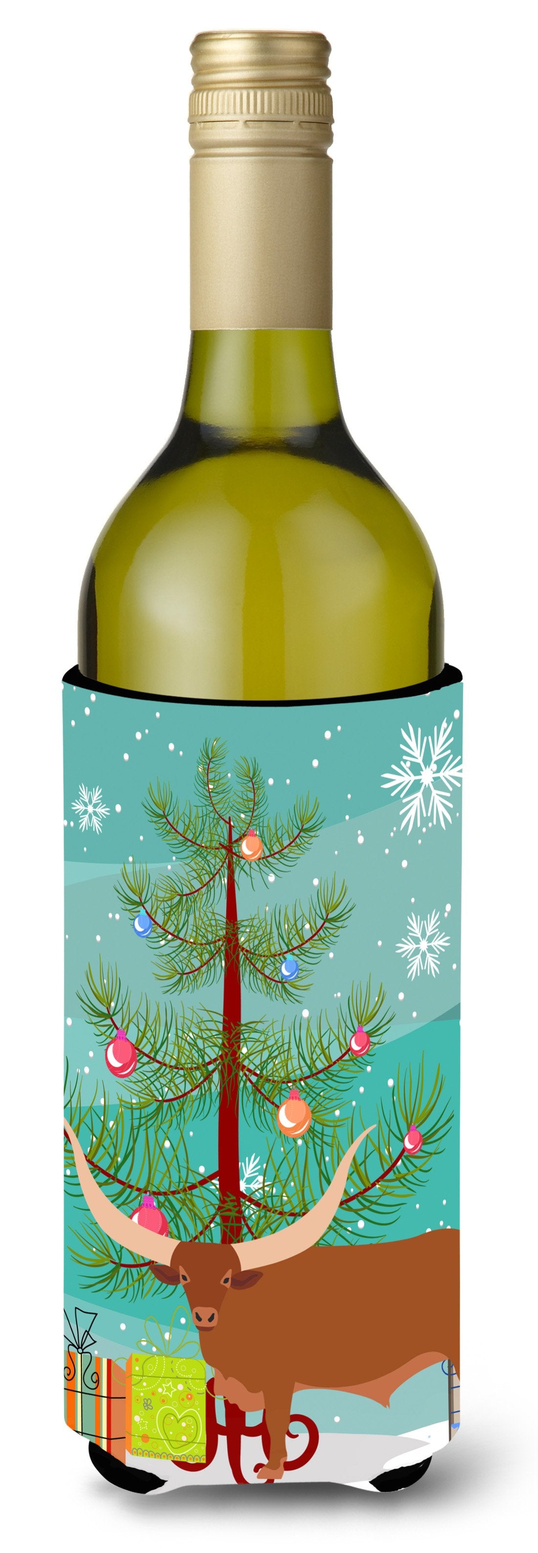 Ankole-Watusu Cow Christmas Wine Bottle Beverge Insulator Hugger BB9190LITERK by Caroline's Treasures