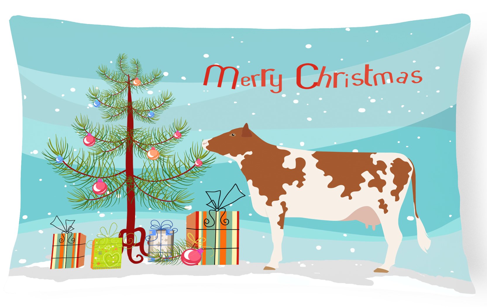 Ayrshire Cow Christmas Canvas Fabric Decorative Pillow BB9194PW1216 by Caroline's Treasures