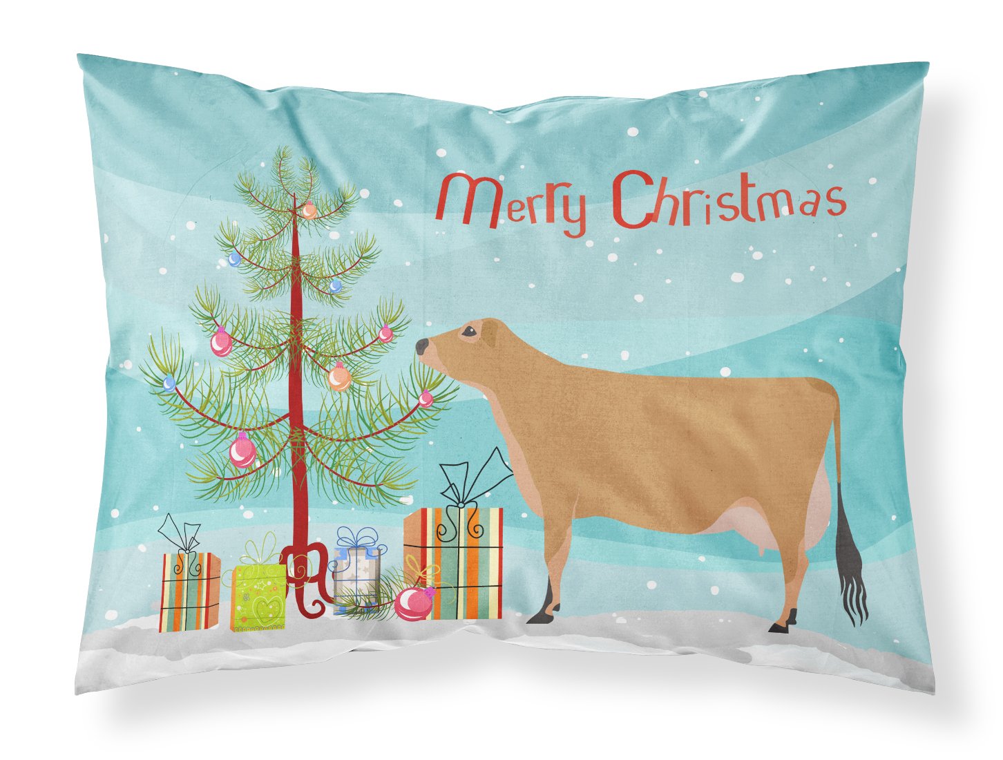 Jersey Cow Christmas Fabric Standard Pillowcase BB9196PILLOWCASE by Caroline's Treasures