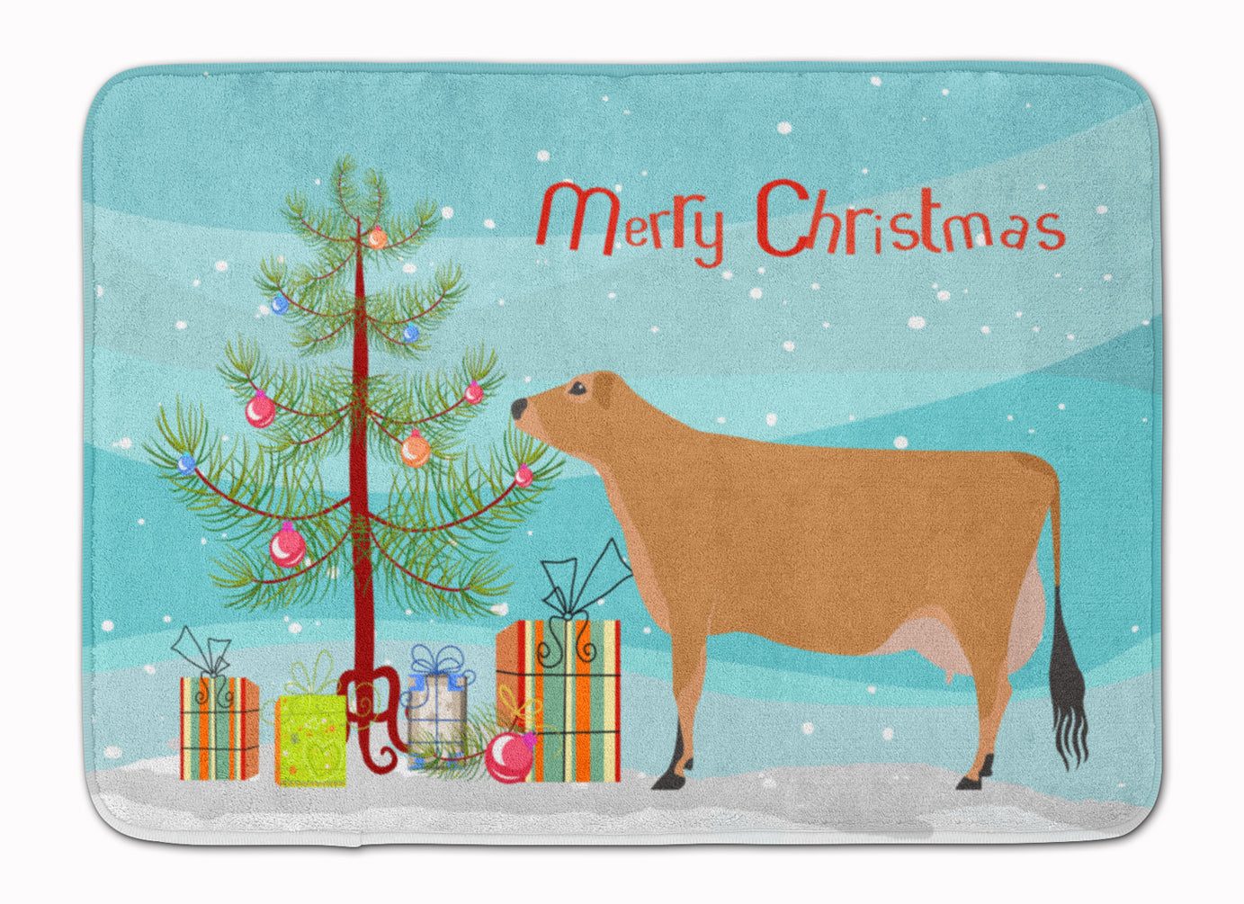 Jersey Cow Christmas Machine Washable Memory Foam Mat BB9196RUG - the-store.com