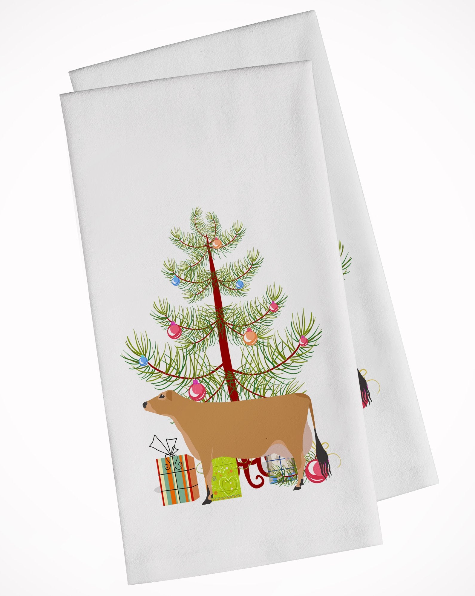 Jersey Cow Christmas White Kitchen Towel Set of 2 BB9196WTKT by Caroline's Treasures