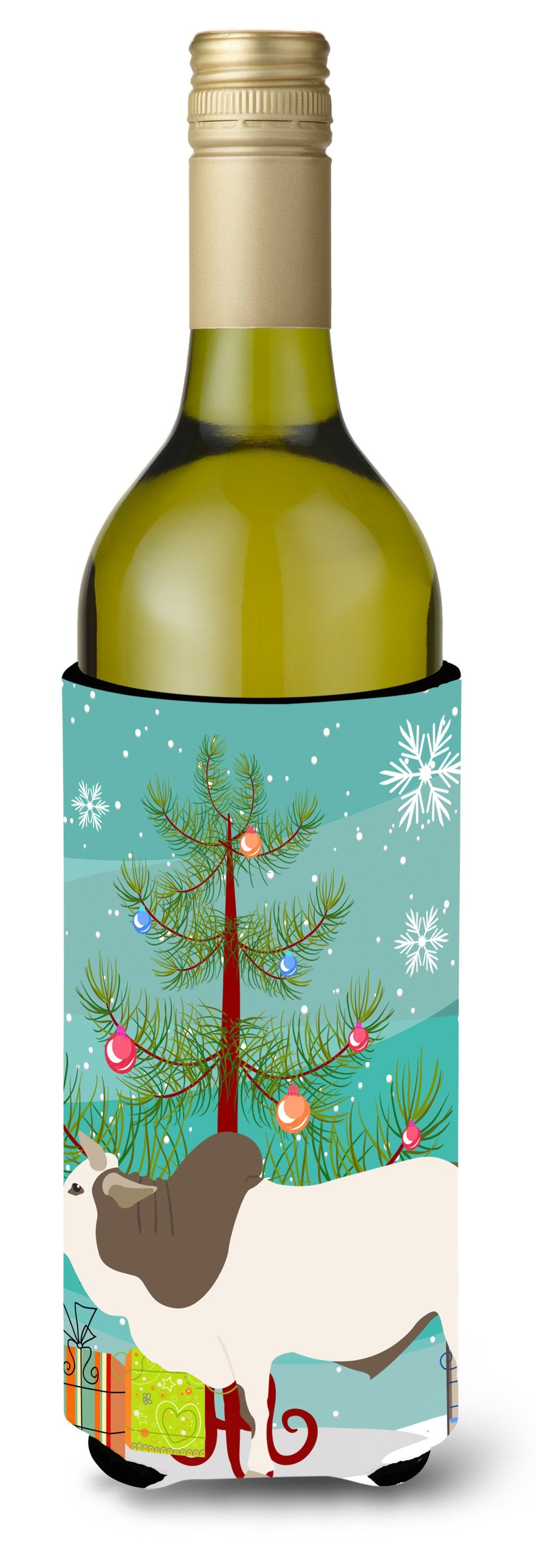 Malvi Cow Christmas Wine Bottle Beverge Insulator Hugger BB9197LITERK by Caroline's Treasures
