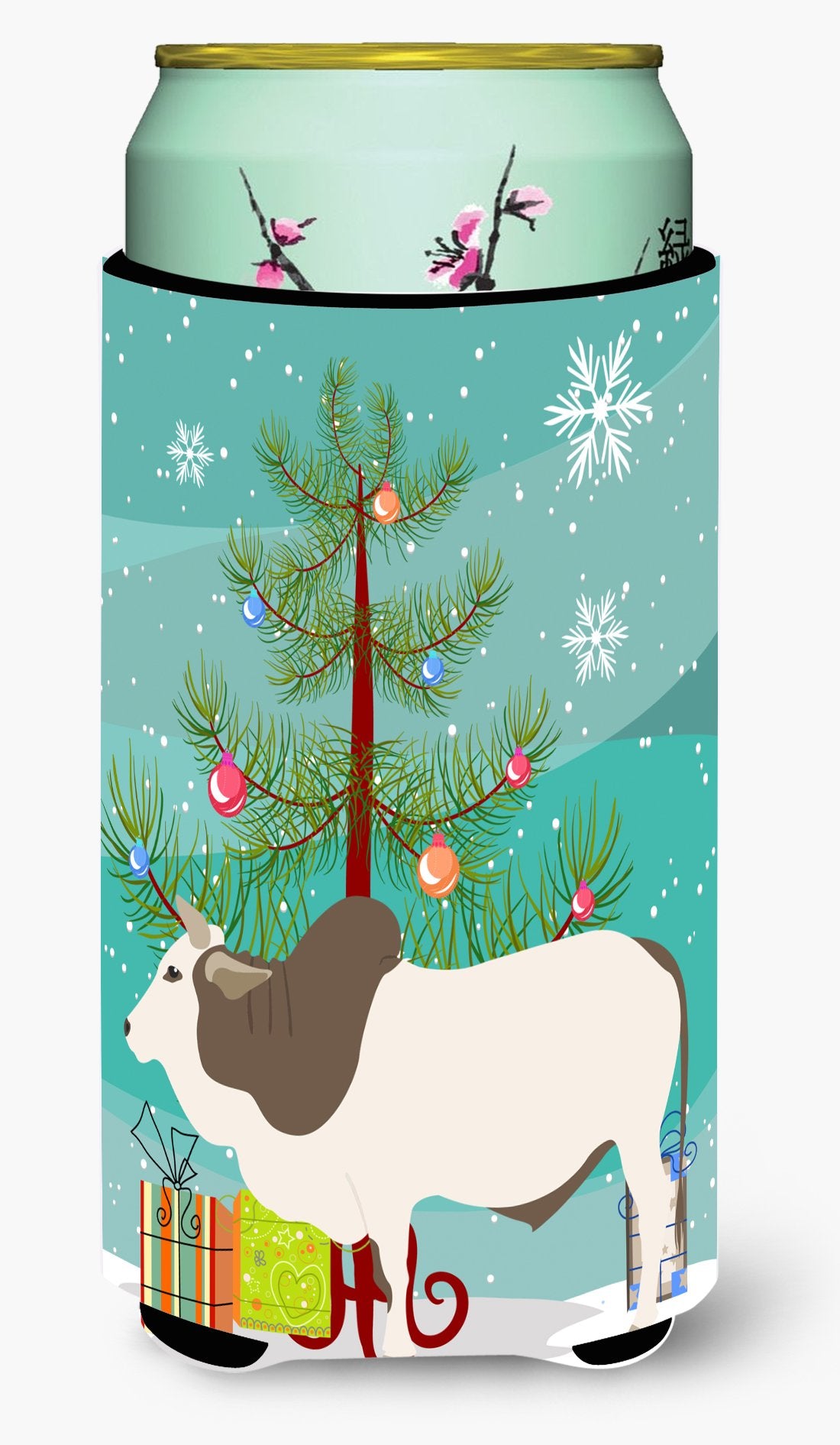 Malvi Cow Christmas Tall Boy Beverage Insulator Hugger BB9197TBC by Caroline's Treasures
