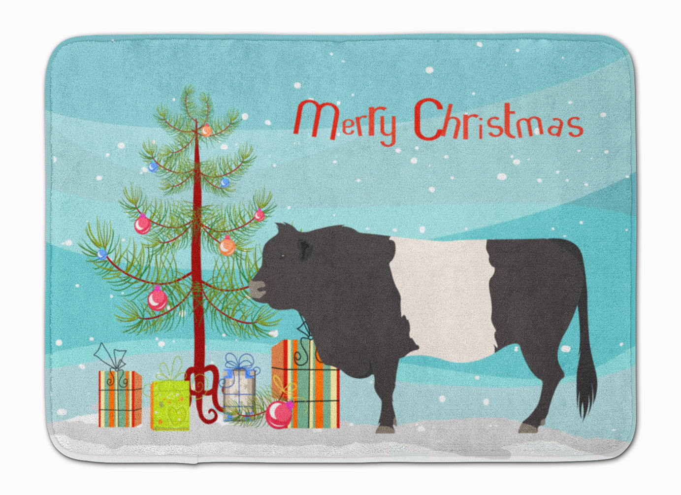Belted Galloway Cow Christmas Machine Washable Memory Foam Mat BB9198RUG - the-store.com