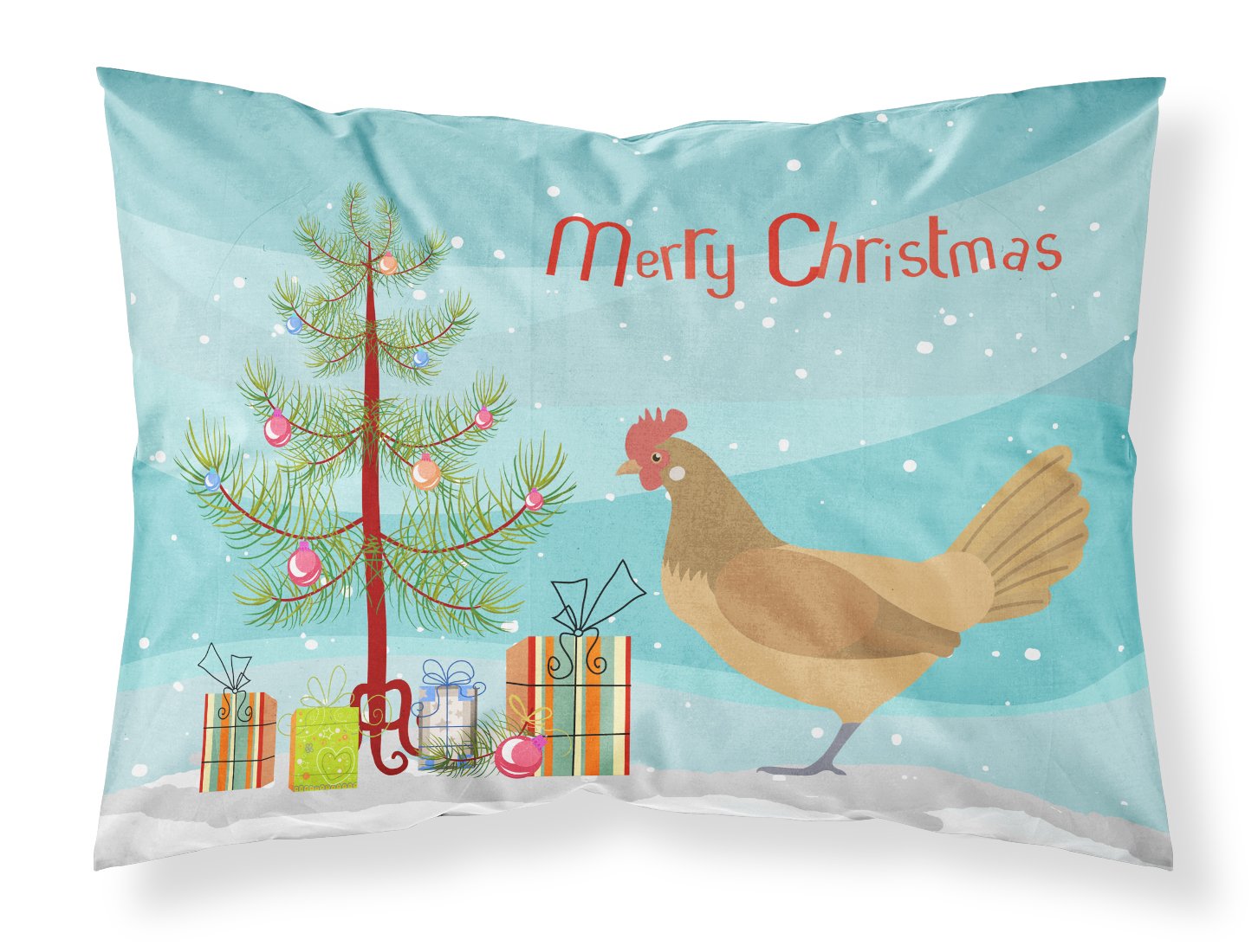 Frisian Friesian Chicken Christmas Fabric Standard Pillowcase BB9199PILLOWCASE by Caroline's Treasures