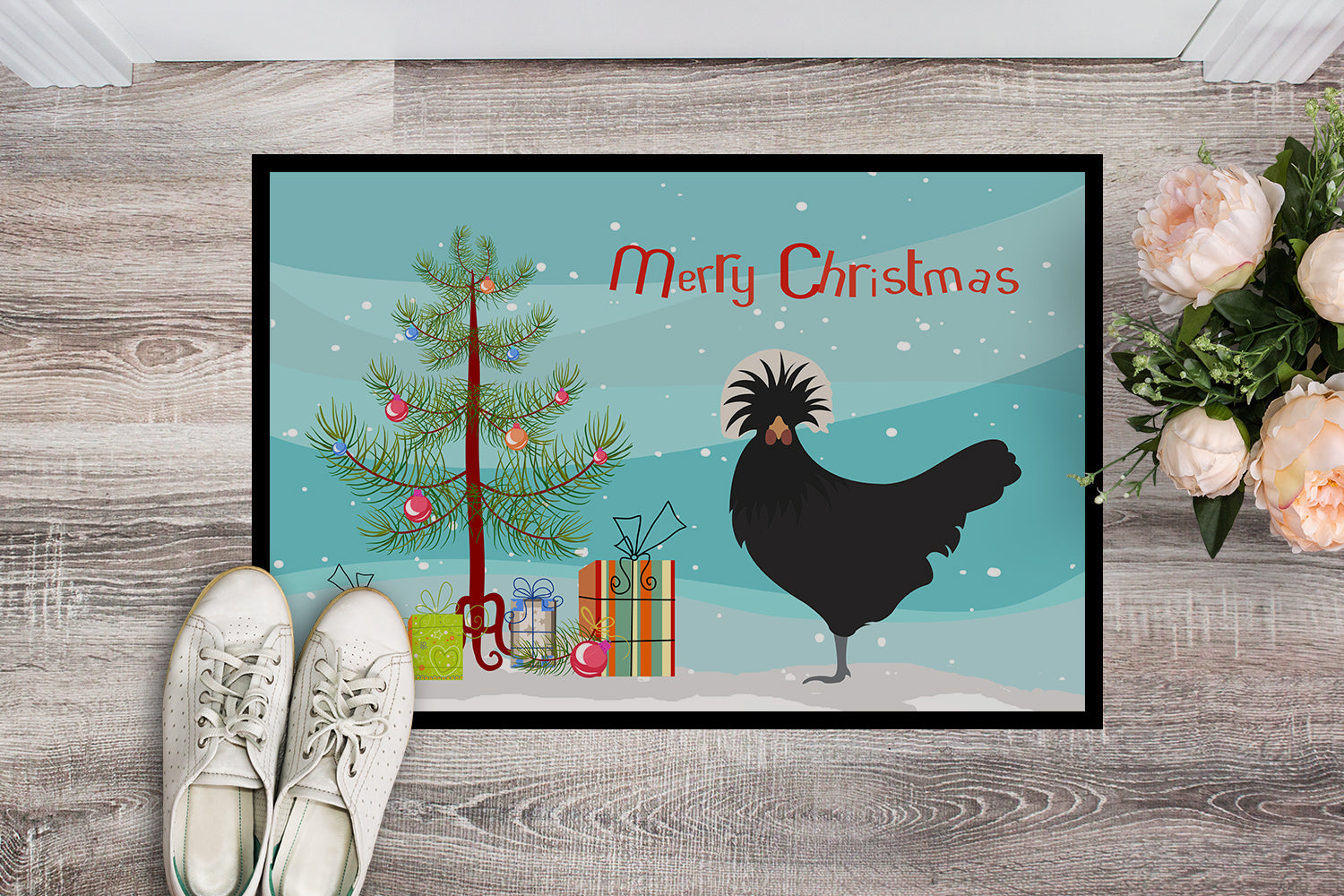 Polish Poland Chicken Christmas Indoor or Outdoor Mat 18x27 BB9201MAT - the-store.com