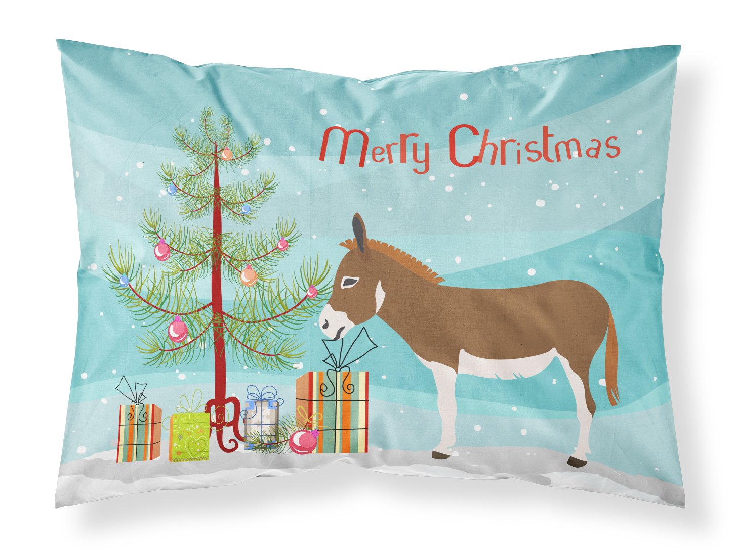 Miniature Mediterranian Donkey Christmas Fabric Standard Pillowcase BB9214PILLOWCASE by Caroline's Treasures