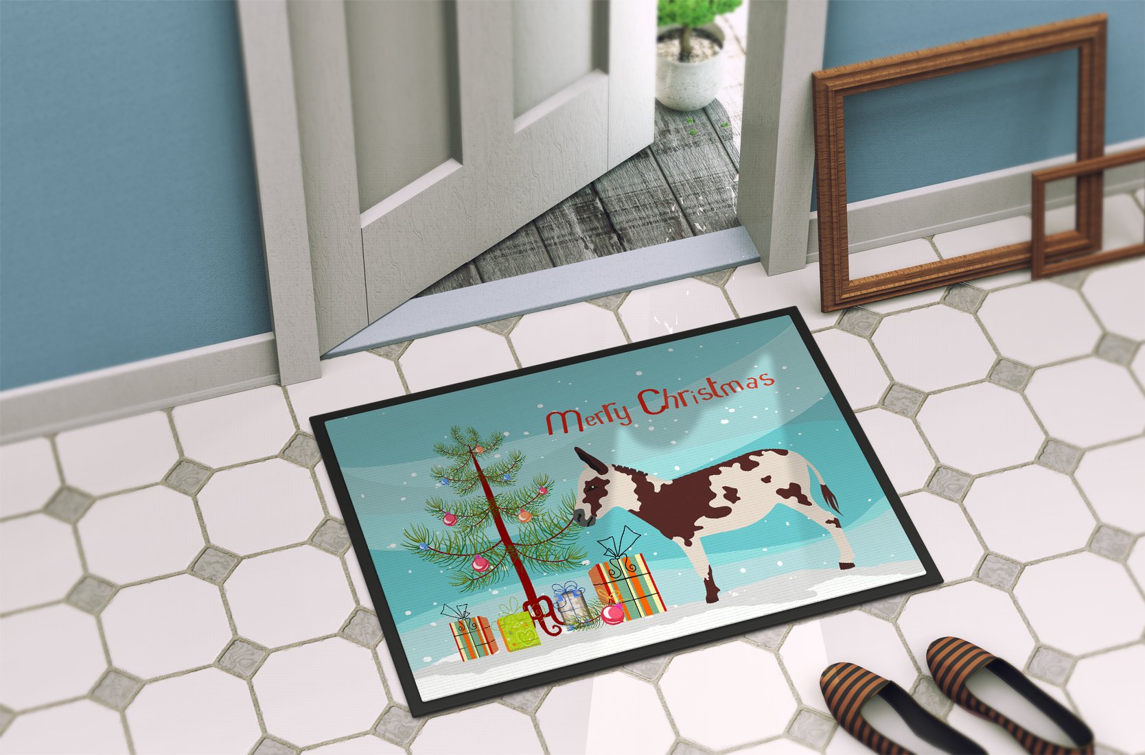 American Spotted Donkey Christmas Indoor or Outdoor Mat 24x36 BB9218JMAT by Caroline's Treasures