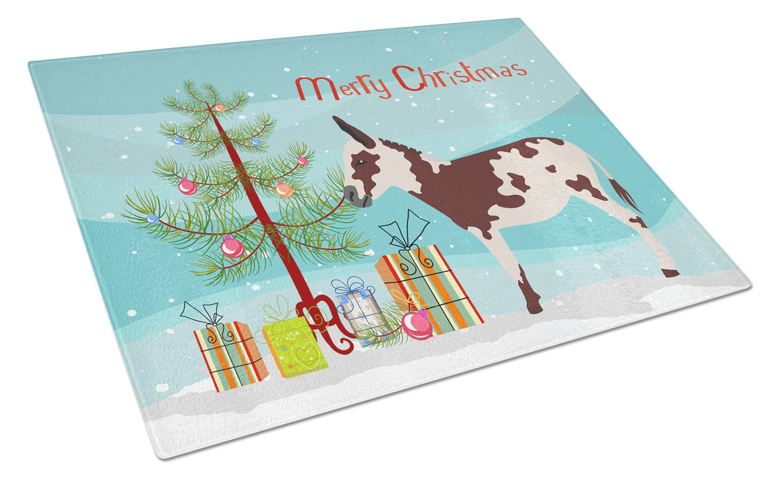 American Spotted Donkey Christmas Glass Cutting Board Large BB9218LCB by Caroline's Treasures