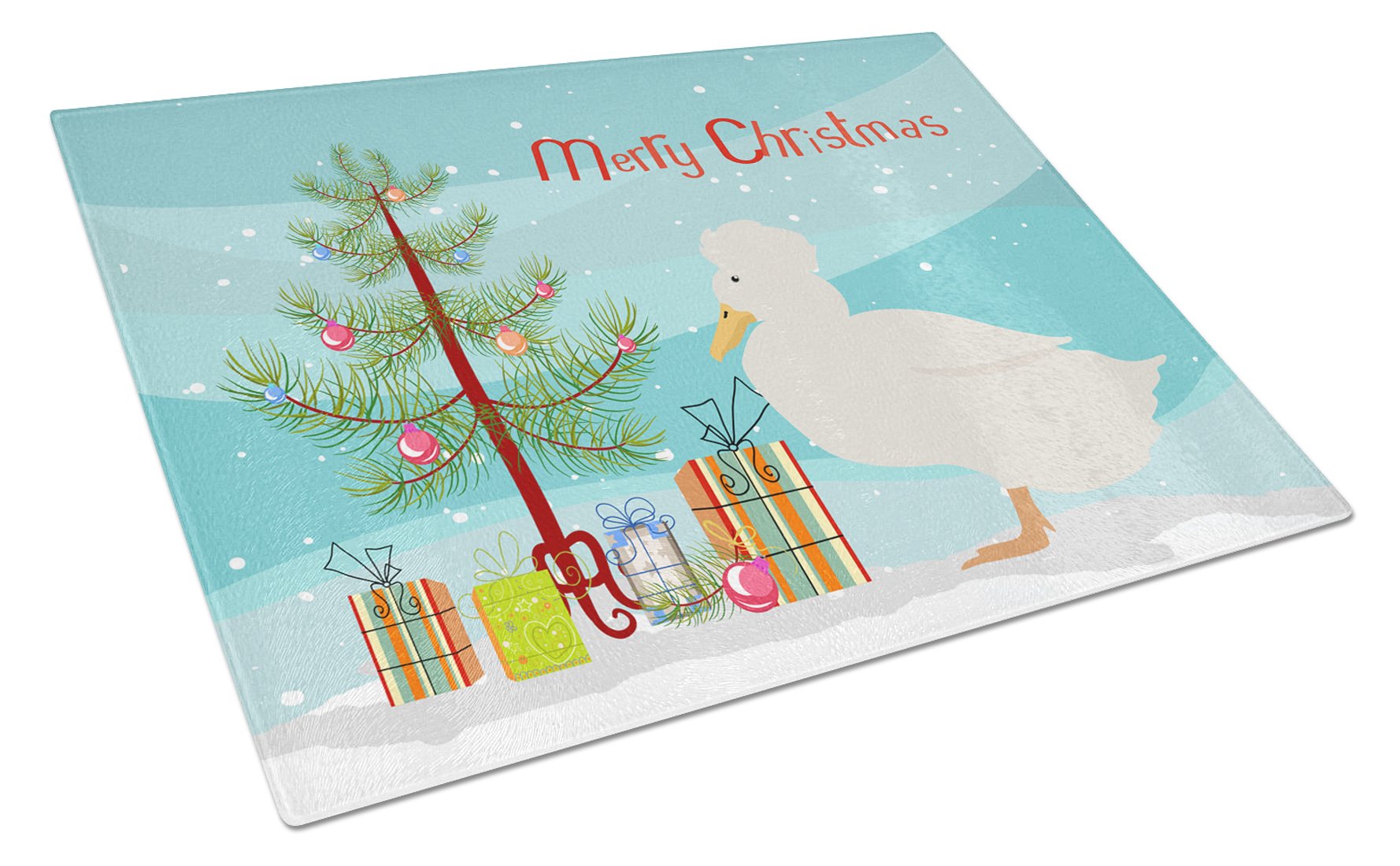 Crested Duck Christmas Glass Cutting Board Large BB9224LCB by Caroline's Treasures