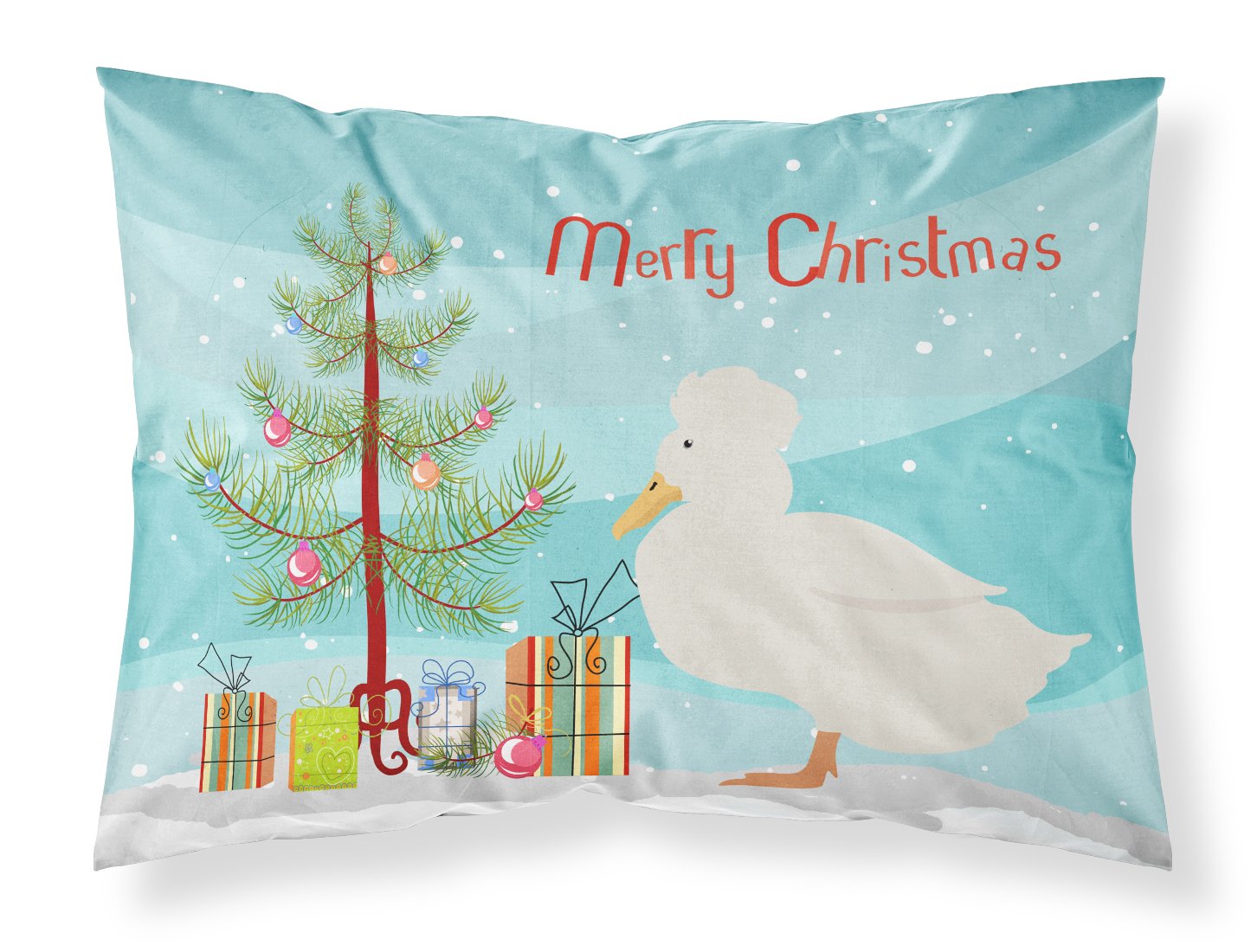 Crested Duck Christmas Fabric Standard Pillowcase BB9224PILLOWCASE by Caroline's Treasures