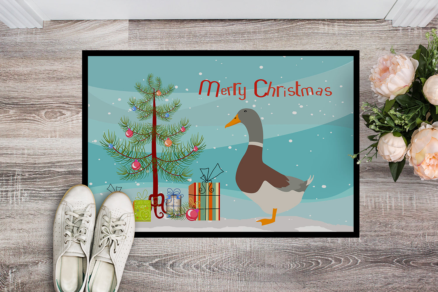Saxony Sachsenente Duck Christmas Indoor or Outdoor Mat 18x27 BB9230MAT - the-store.com