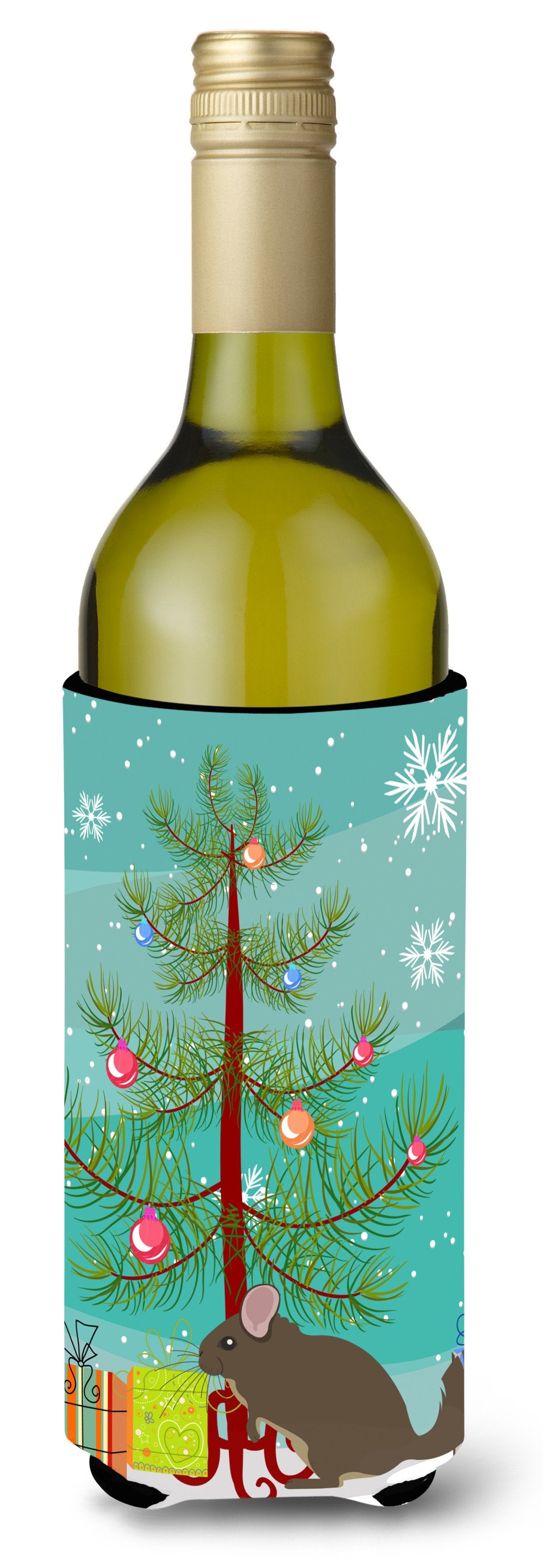 Chinchilla Christmas Wine Bottle Beverge Insulator Hugger BB9242LITERK by Caroline's Treasures