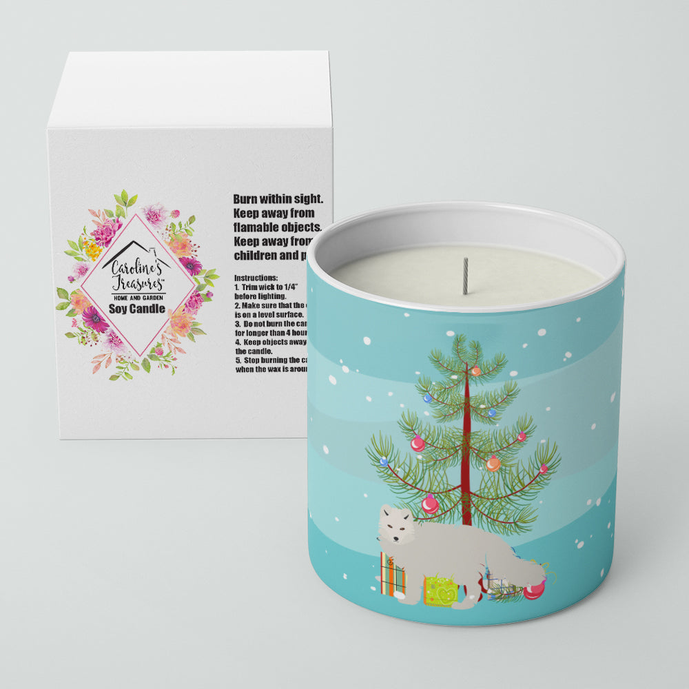 White Arctic Fox Christmas 10 oz Decorative Soy Candle - the-store.com