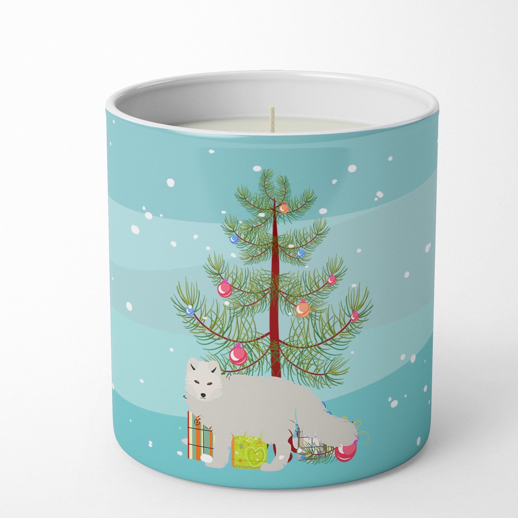 Buy this White Arctic Fox Christmas 10 oz Decorative Soy Candle