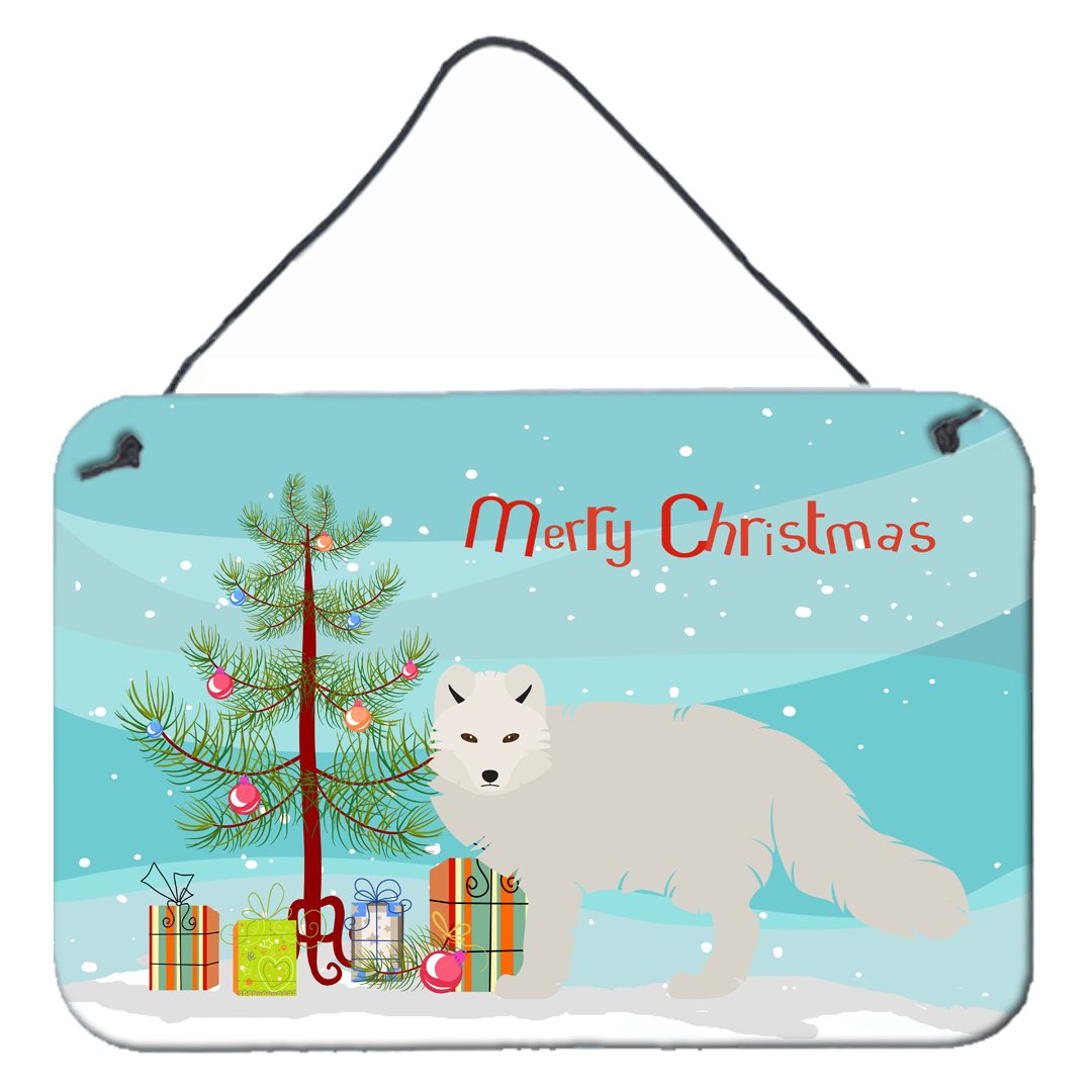 White Arctic Fox Christmas Wall or Door Hanging Prints BB9244DS812 by Caroline&#39;s Treasures