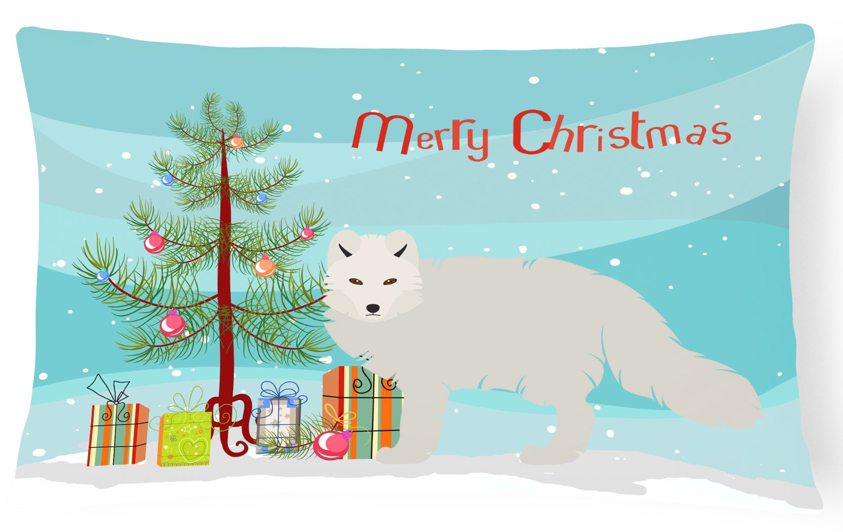White Arctic Fox Christmas Canvas Fabric Decorative Pillow BB9244PW1216 by Caroline's Treasures