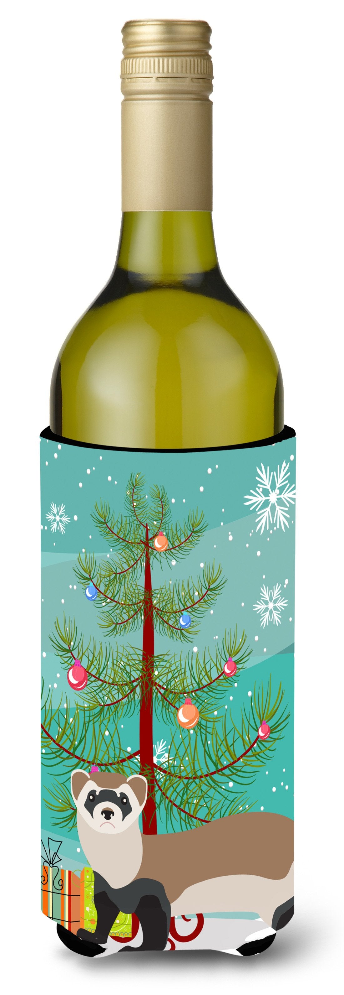 Ferret Christmas Wine Bottle Beverge Insulator Hugger BB9245LITERK by Caroline&#39;s Treasures