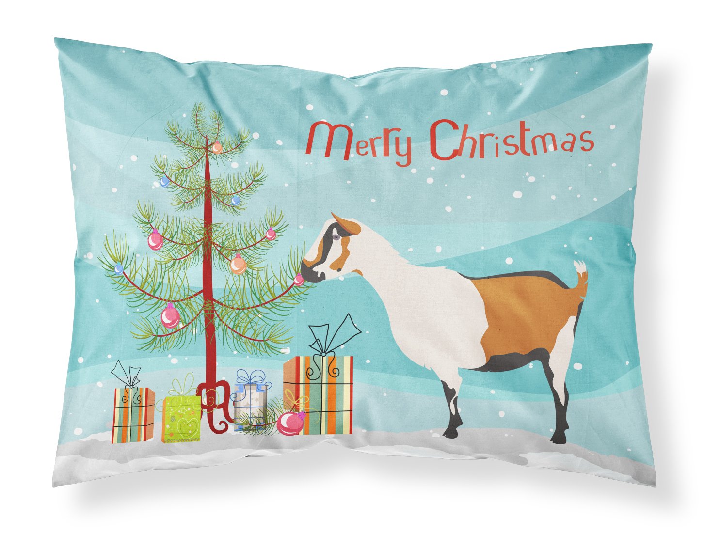 Alpine Goat Christmas Fabric Standard Pillowcase BB9247PILLOWCASE by Caroline's Treasures