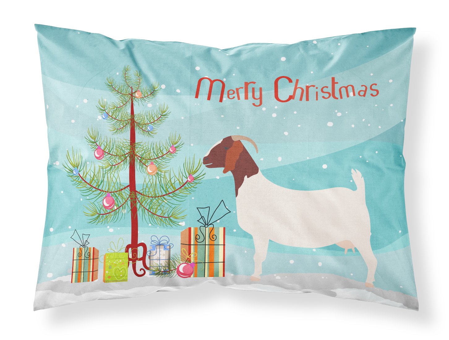Boer Goat Christmas Fabric Standard Pillowcase BB9253PILLOWCASE by Caroline's Treasures