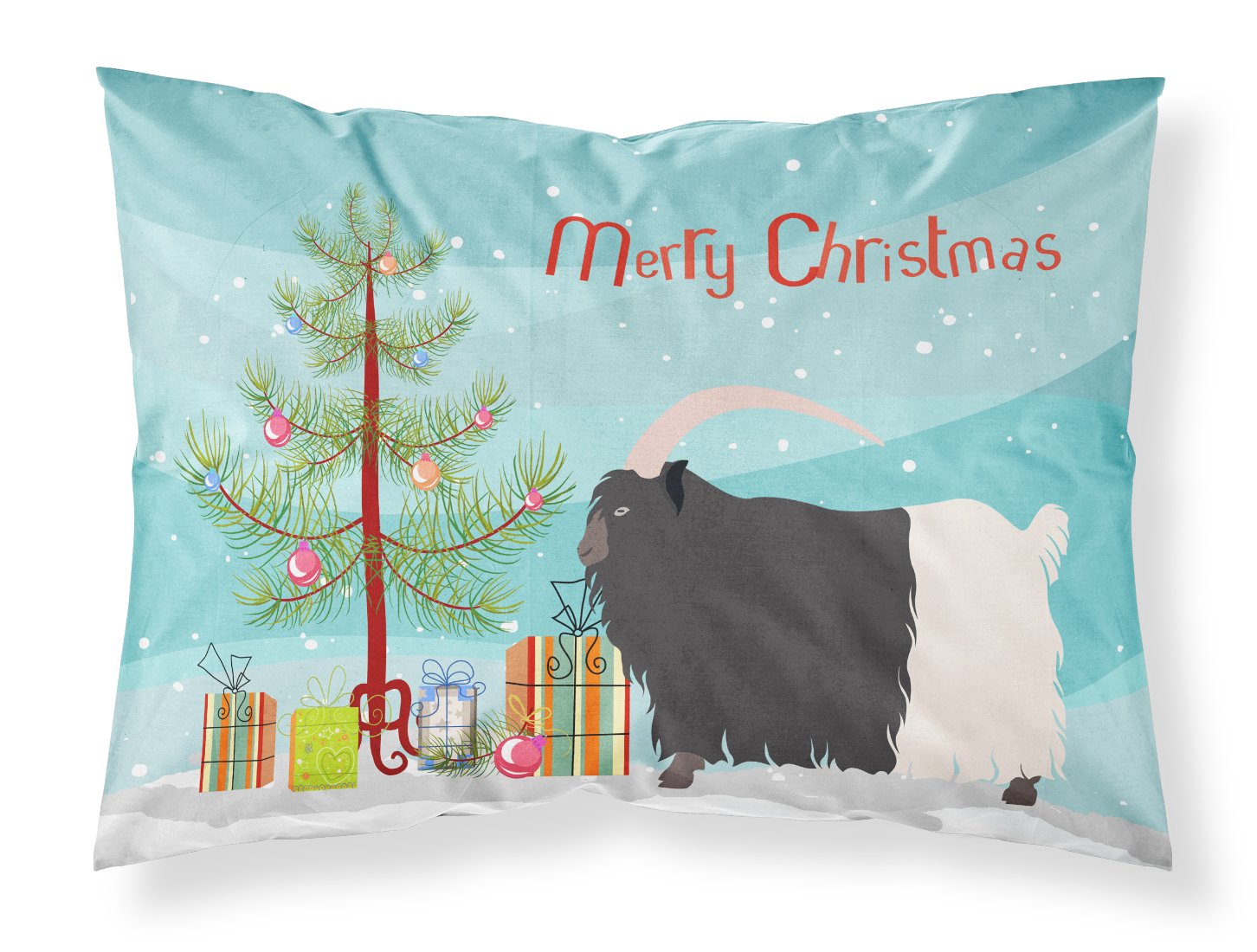 Welsh Black-Necked Goat Christmas Fabric Standard Pillowcase BB9254PILLOWCASE by Caroline's Treasures