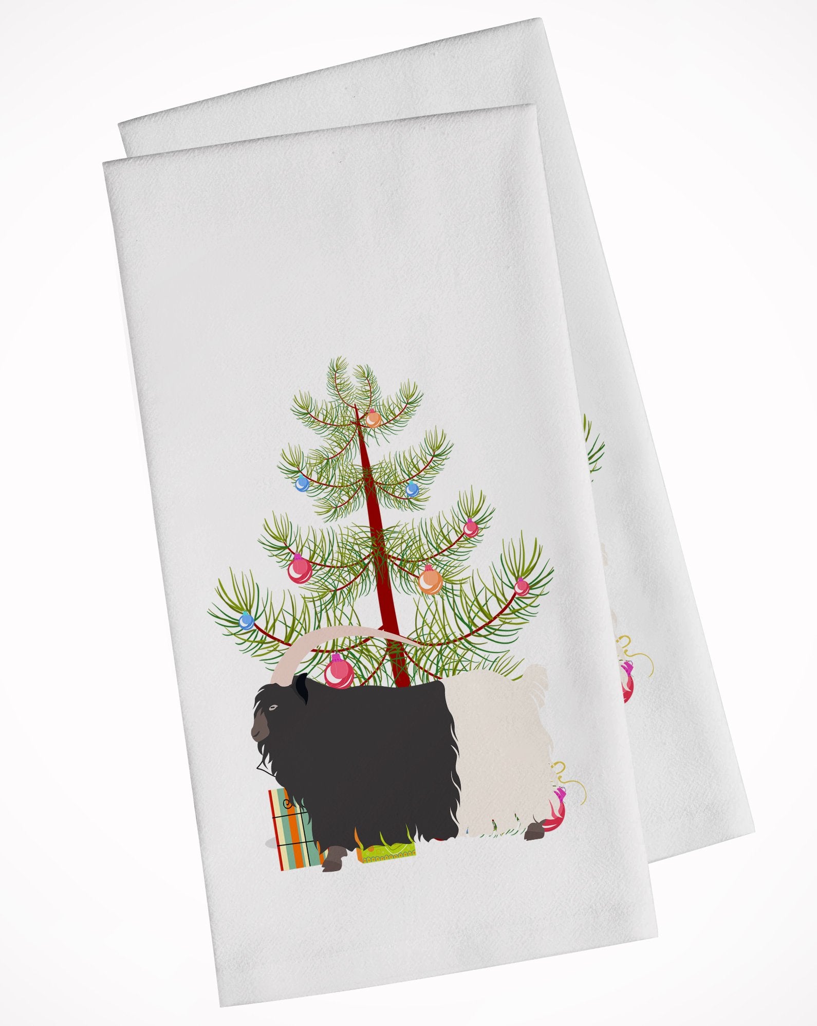 Welsh Black-Necked Goat Christmas White Kitchen Towel Set of 2 BB9254WTKT by Caroline's Treasures