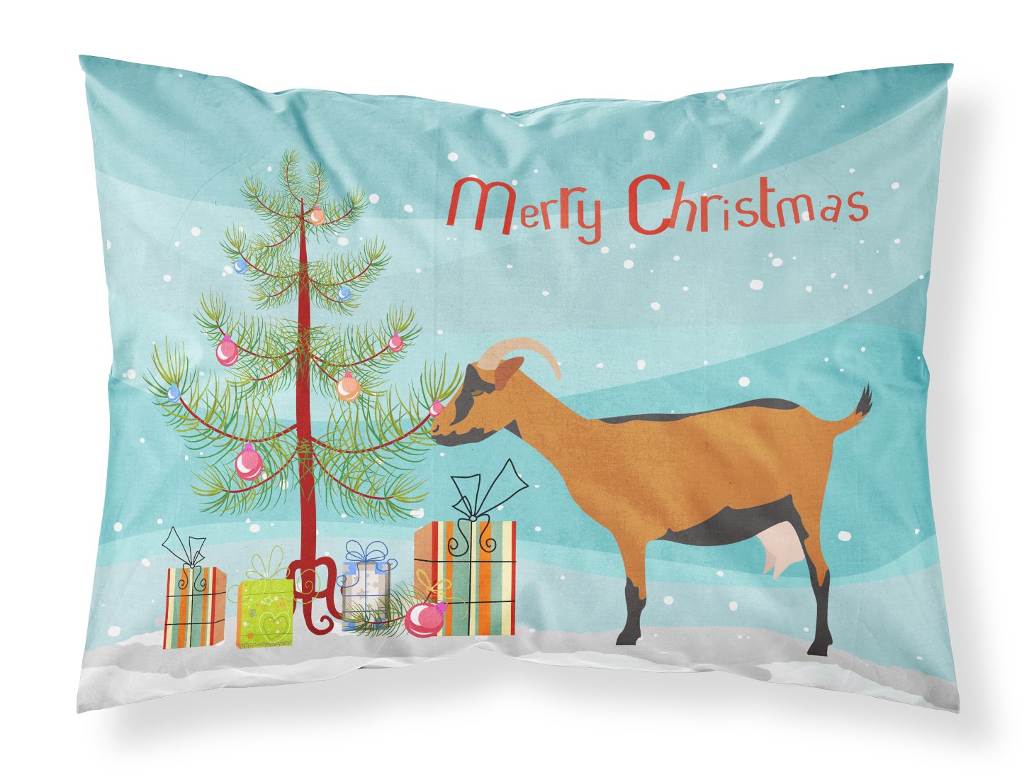 Oberhasli Goat Christmas Fabric Standard Pillowcase BB9255PILLOWCASE by Caroline's Treasures