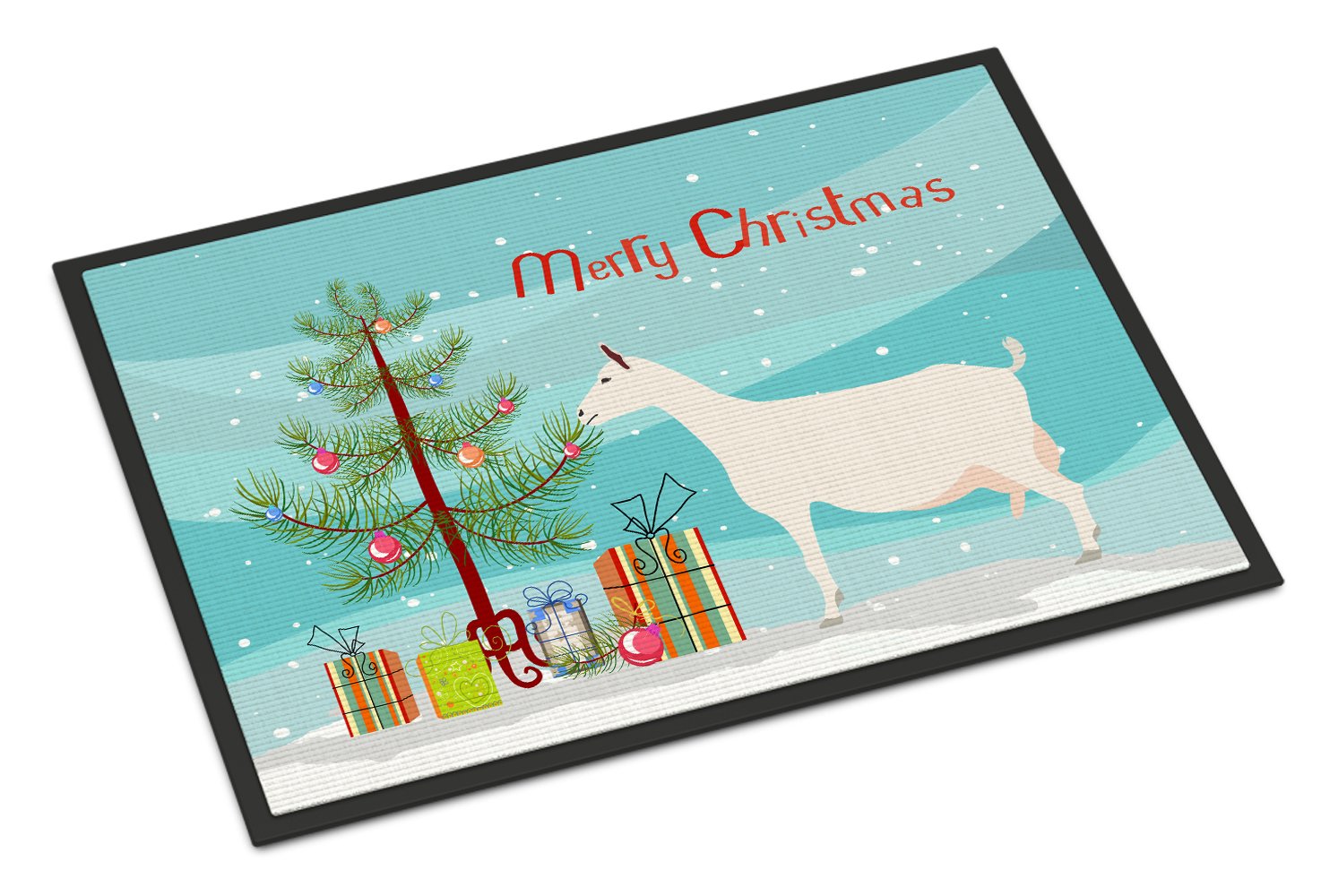 Saanen Goat Christmas Indoor or Outdoor Mat 24x36 BB9256JMAT by Caroline's Treasures