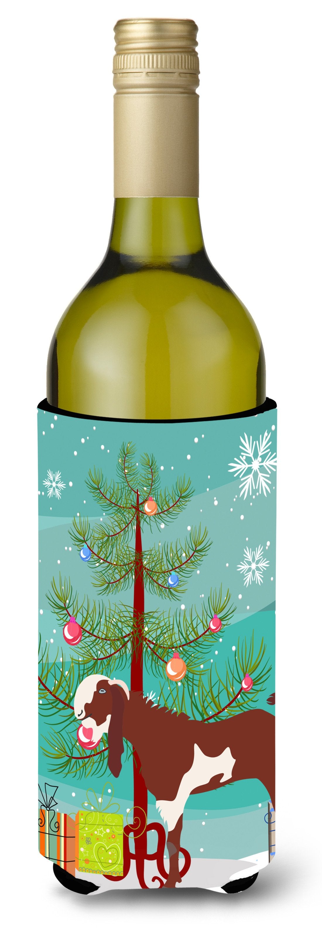Jamnapari Goat Christmas Wine Bottle Beverge Insulator Hugger BB9257LITERK by Caroline's Treasures