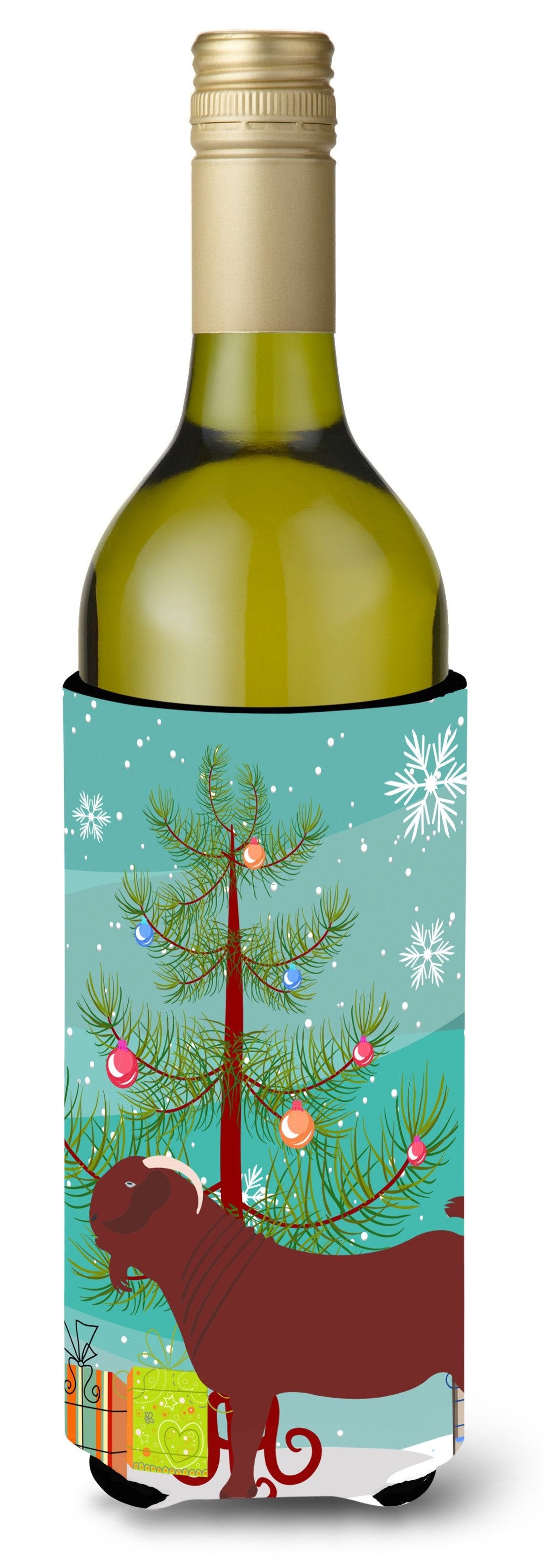 Kalahari Red Goat Christmas Wine Bottle Beverge Insulator Hugger BB9258LITERK by Caroline's Treasures