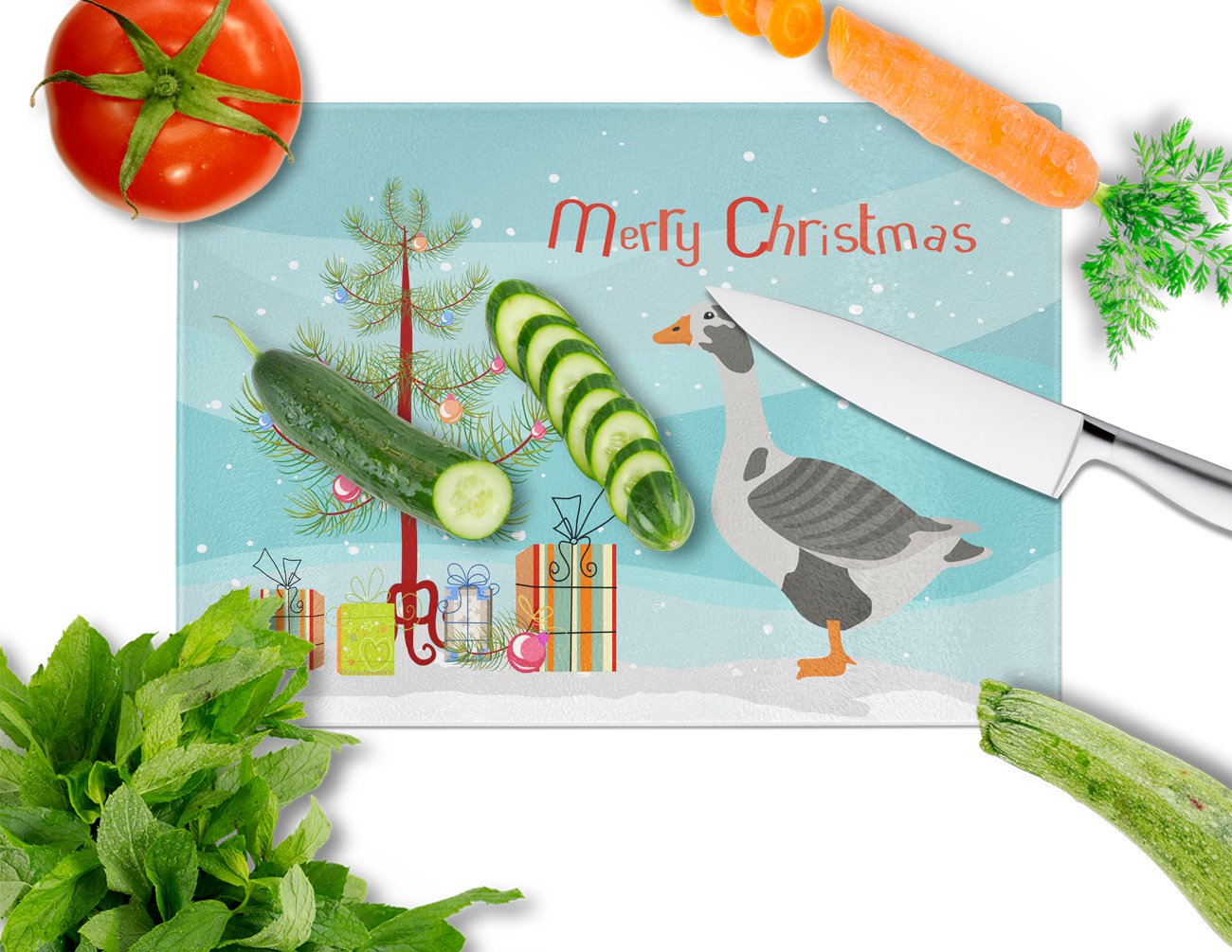 West of England Goose Christmas Glass Cutting Board Large BB9262LCB by Caroline's Treasures