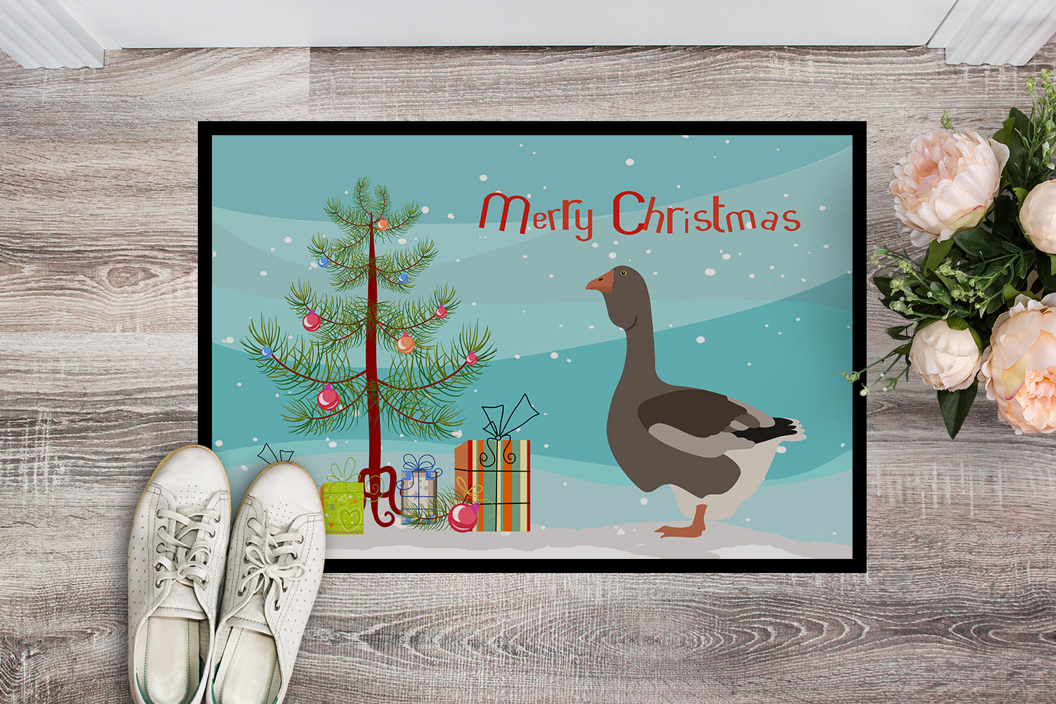 Toulouse Goose Christmas Indoor or Outdoor Mat 18x27 BB9264MAT - the-store.com