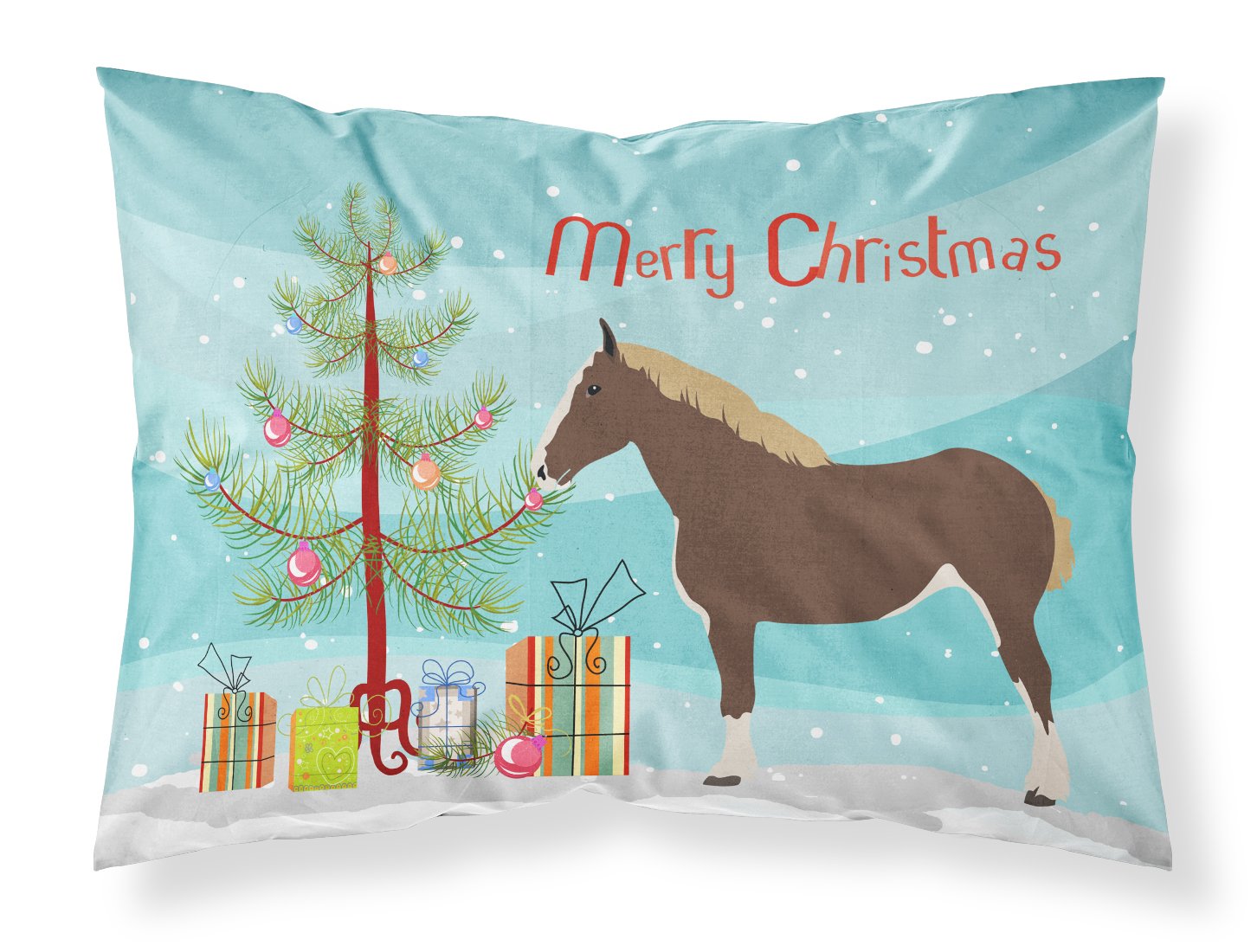 Percheron Horse Christmas Fabric Standard Pillowcase BB9273PILLOWCASE by Caroline's Treasures