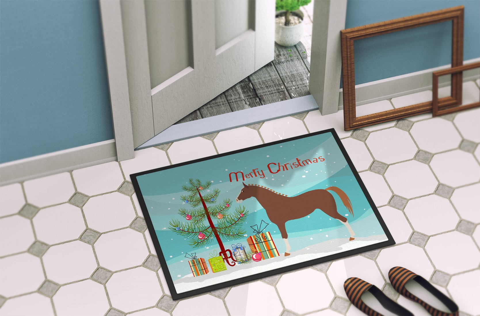 Hannoverian Horse Christmas Indoor or Outdoor Mat 24x36 BB9276JMAT by Caroline's Treasures