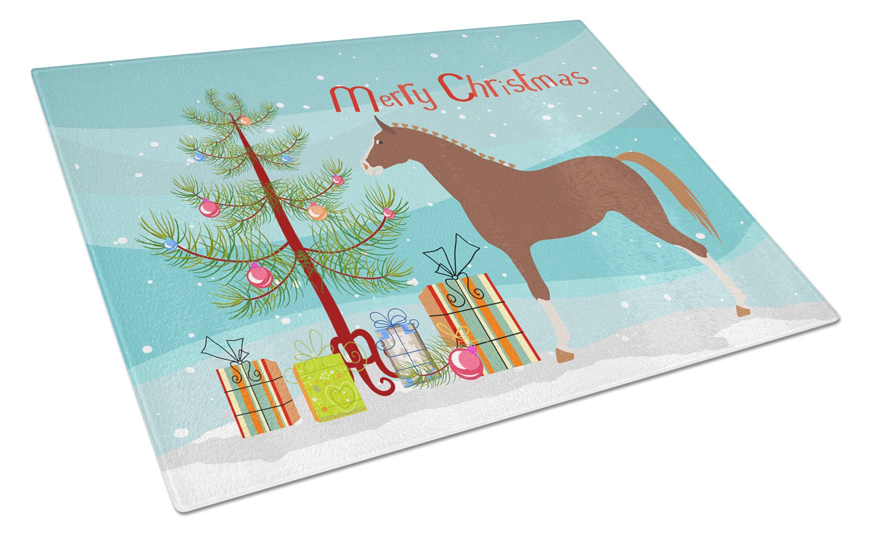Hannoverian Horse Christmas Glass Cutting Board Large BB9276LCB by Caroline's Treasures