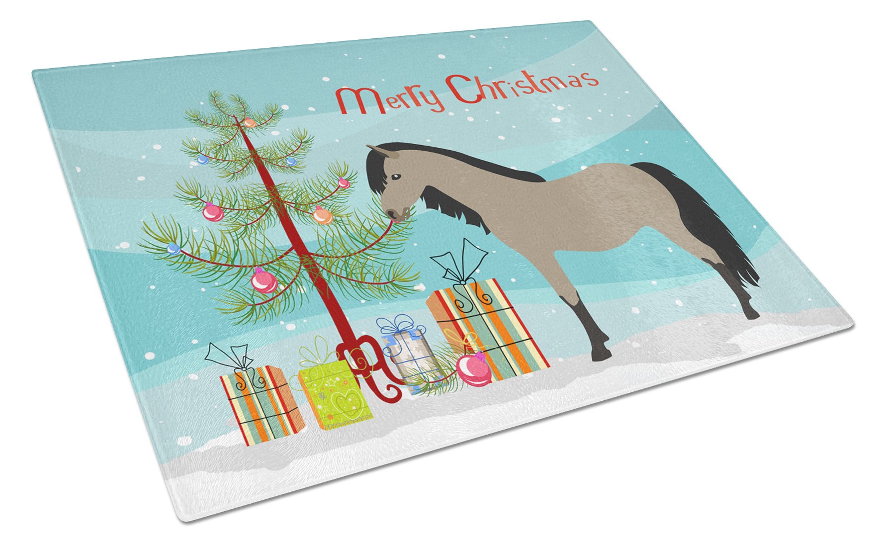 Welsh Pony Horse Christmas Glass Cutting Board Large BB9277LCB by Caroline's Treasures