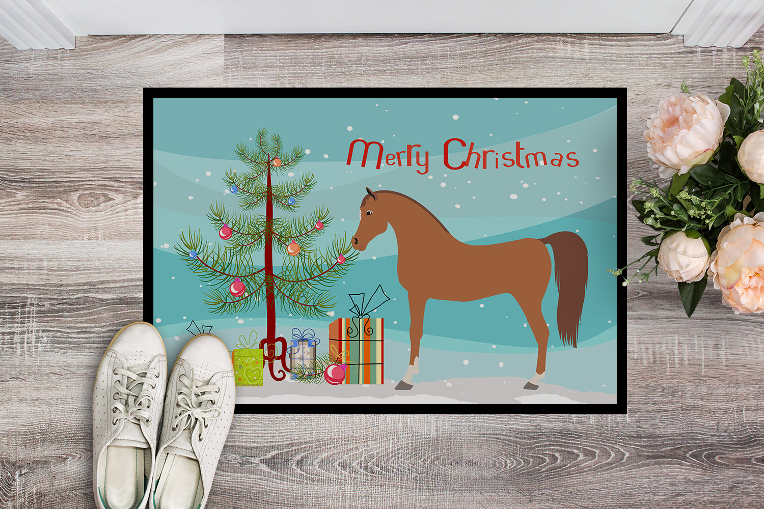 Arabian Horse Christmas Indoor or Outdoor Mat 18x27 BB9278MAT - the-store.com