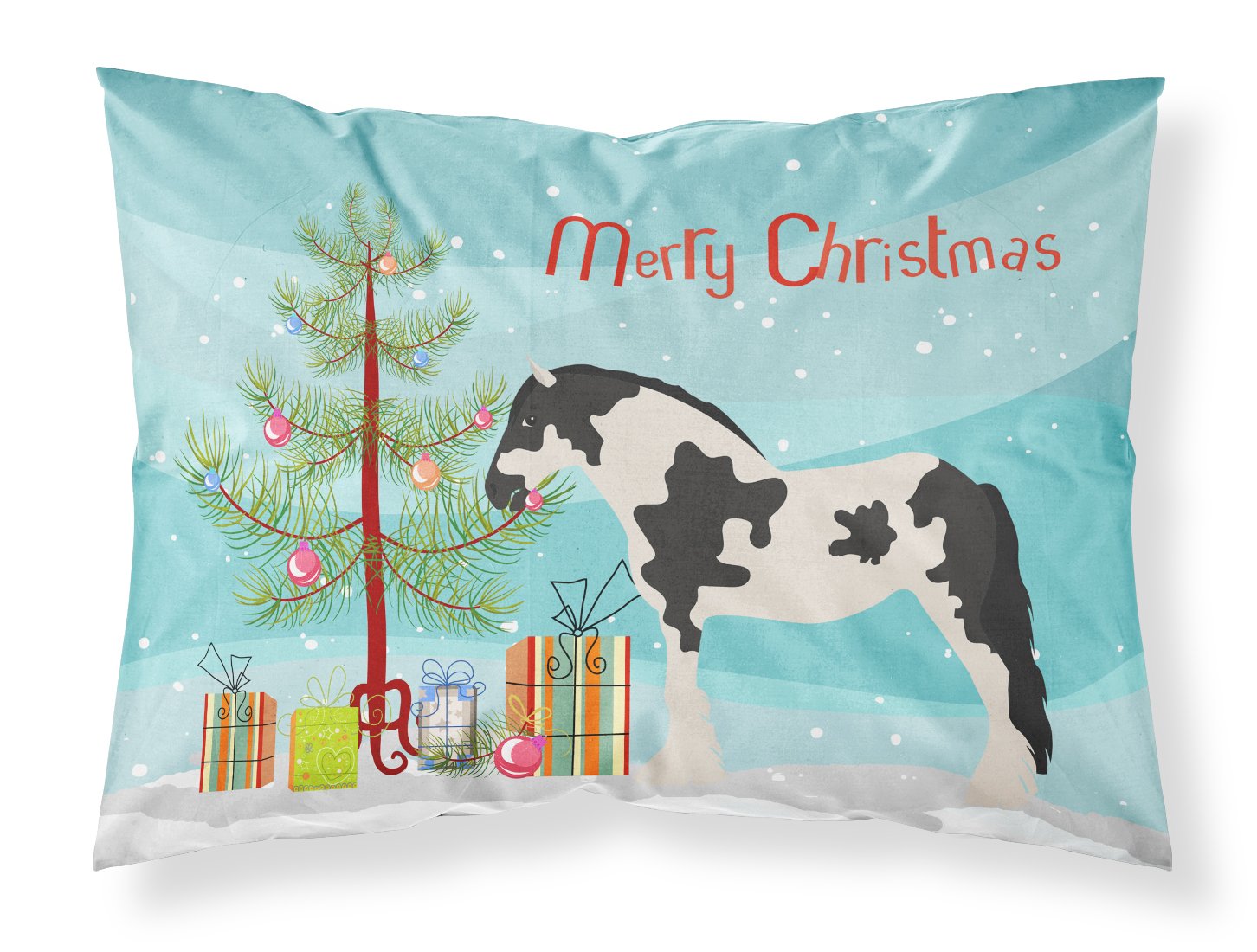 Cyldesdale Horse Christmas Fabric Standard Pillowcase BB9279PILLOWCASE by Caroline's Treasures