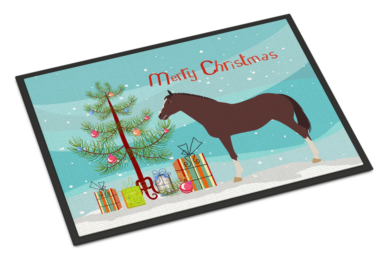 English Thoroughbred Horse Christmas Indoor or Outdoor Mat 24x36 BB9280JMAT by Caroline's Treasures