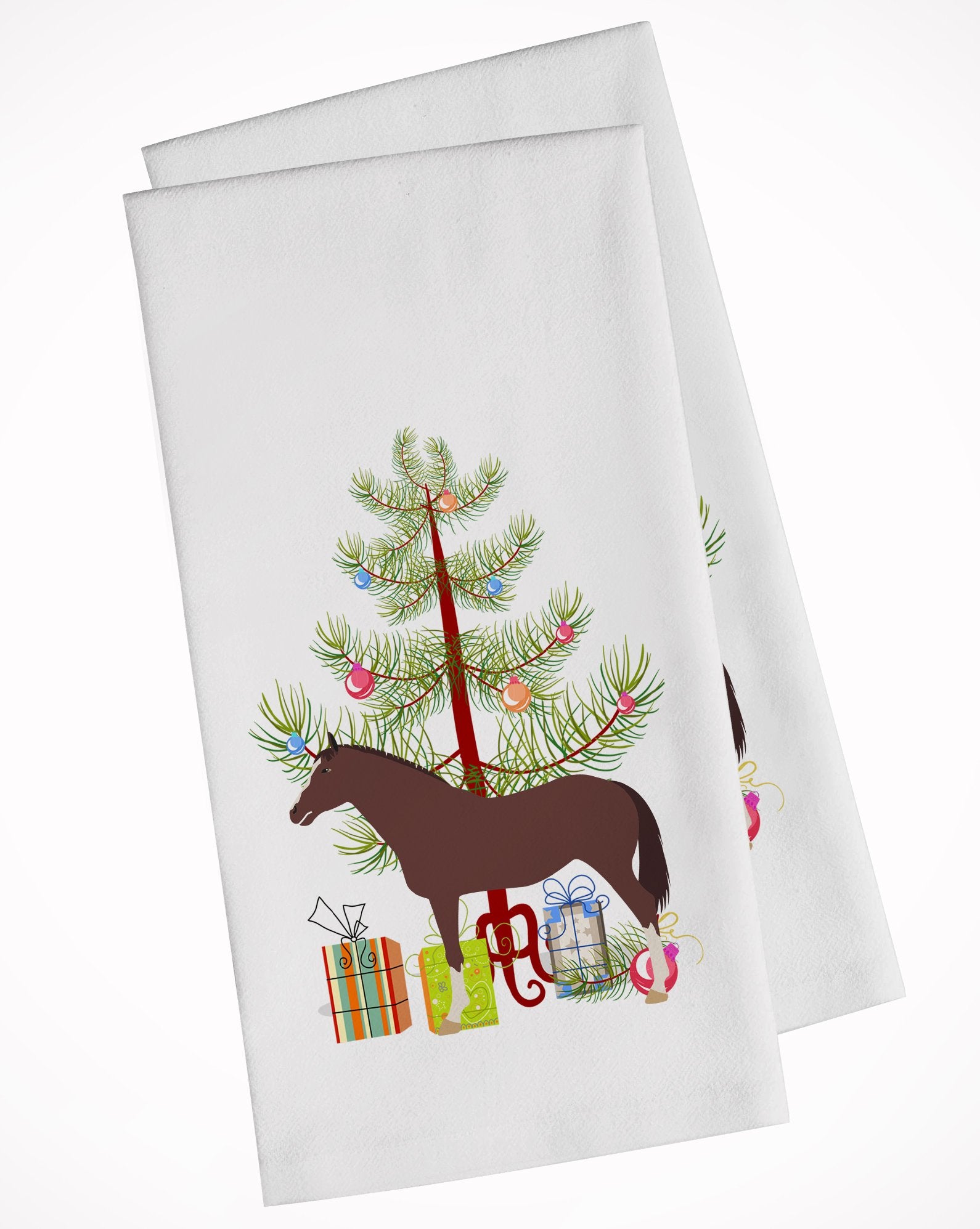 English Thoroughbred Horse Christmas White Kitchen Towel Set of 2 BB9280WTKT by Caroline's Treasures