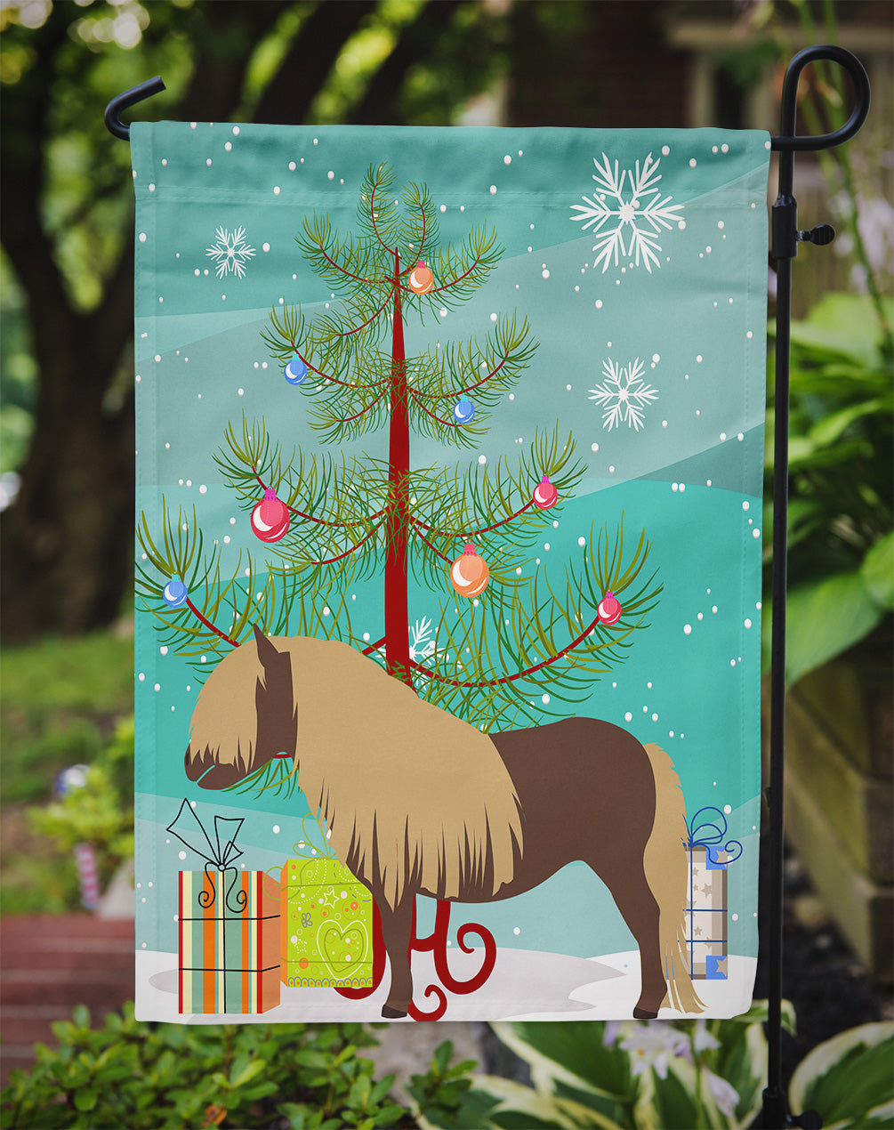 Shetland Pony Horse Christmas Flag Garden Size BB9281GF