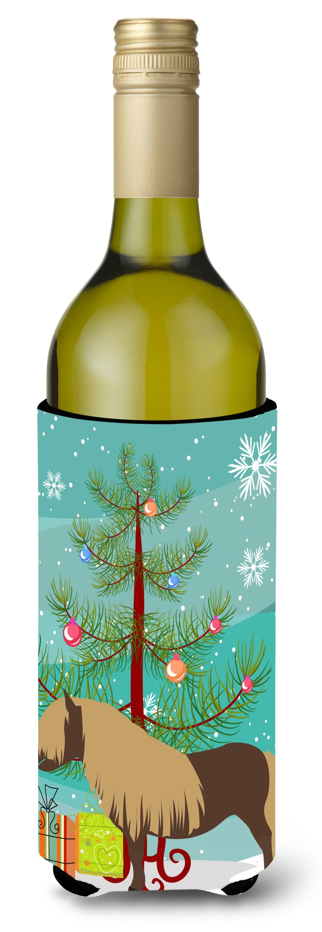 Shetland Pony Horse Christmas Wine Bottle Beverge Insulator Hugger BB9281LITERK by Caroline's Treasures