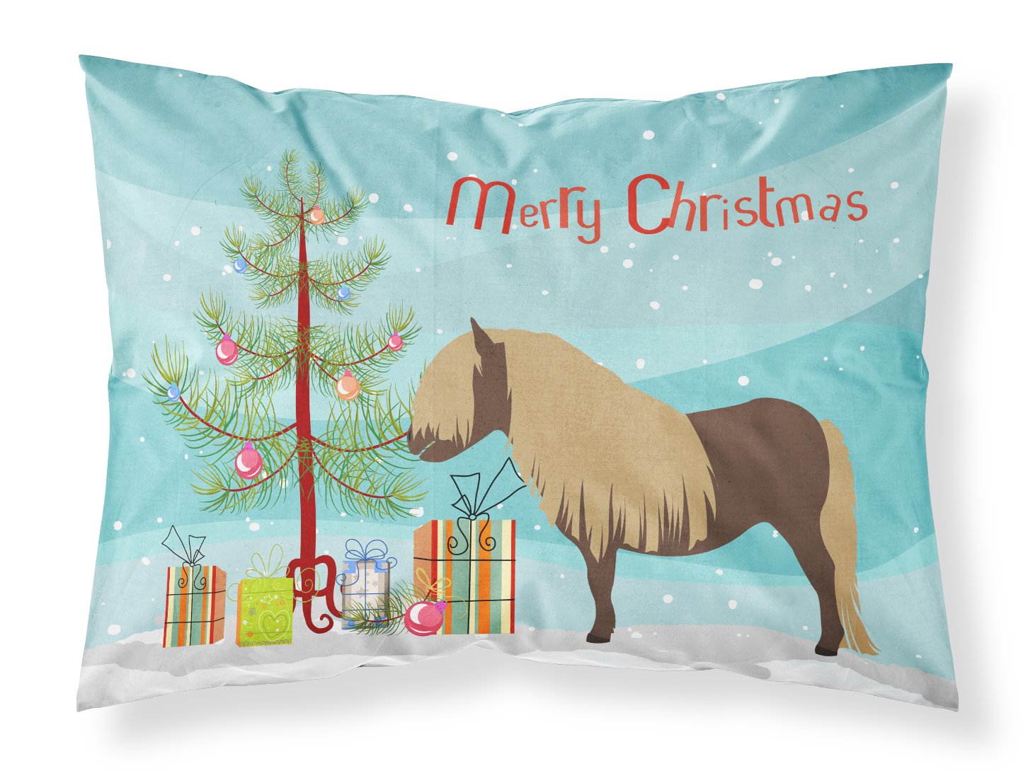 Shetland Pony Horse Christmas Fabric Standard Pillowcase BB9281PILLOWCASE by Caroline's Treasures