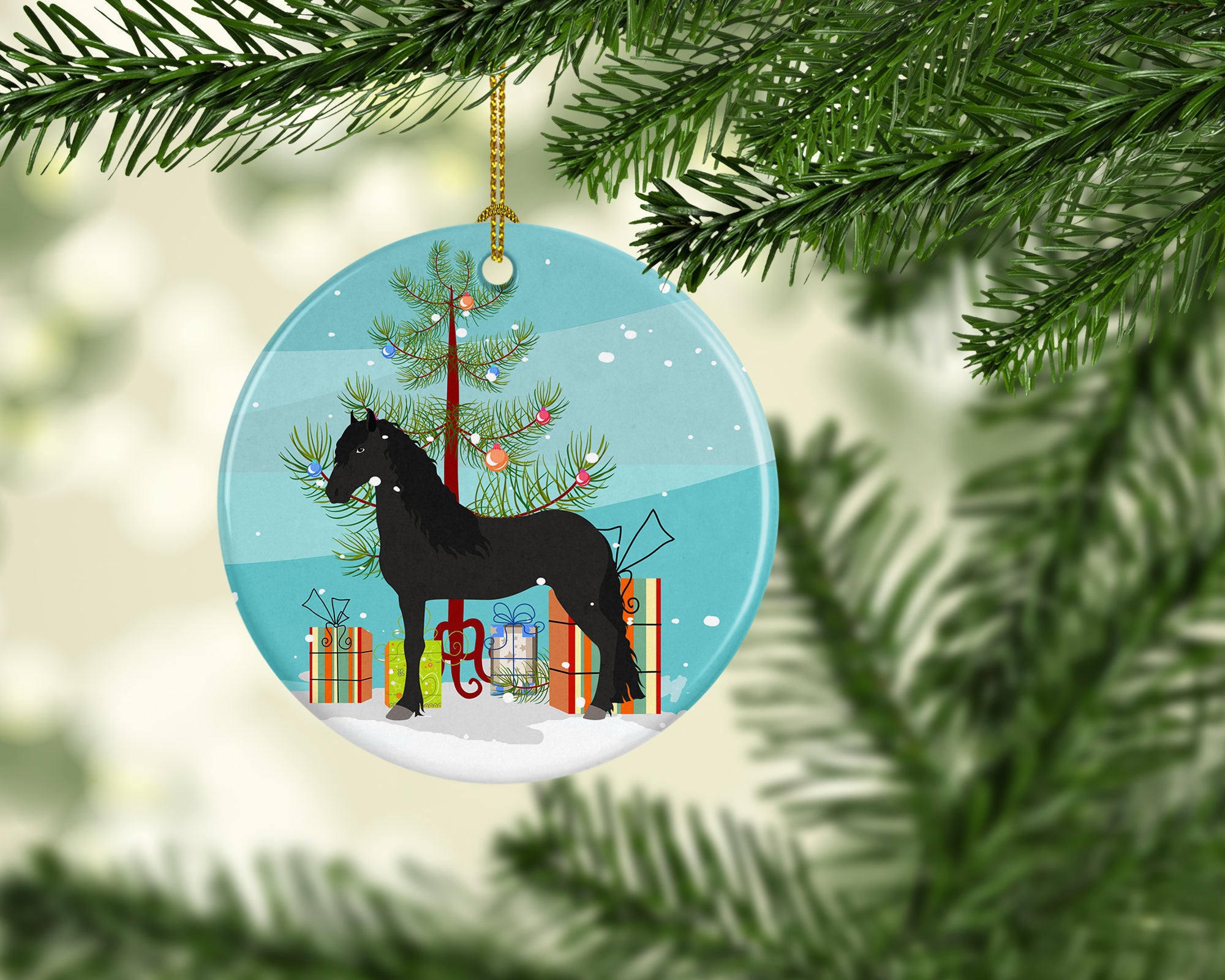 Friesian Horse Christmas Ceramic Ornament BB9282CO1 - the-store.com