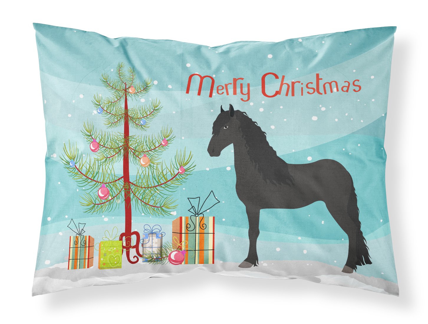 Friesian Horse Christmas Fabric Standard Pillowcase BB9282PILLOWCASE by Caroline's Treasures