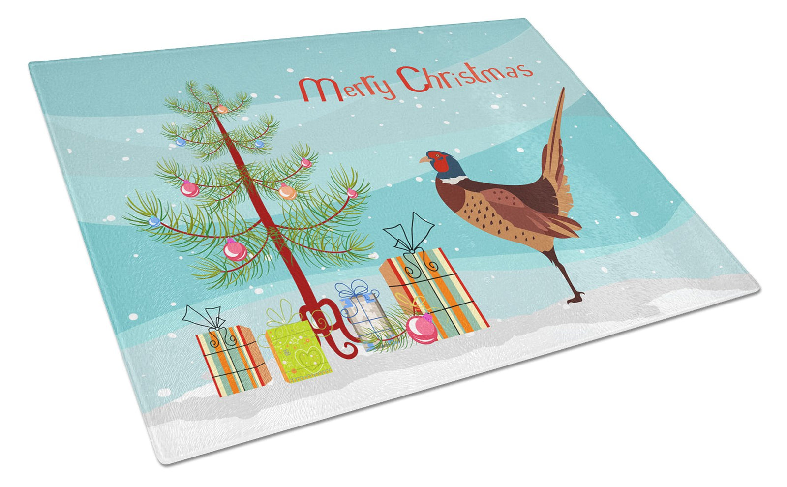 Ring-necked Common Pheasant Christmas Glass Cutting Board Large BB9297LCB by Caroline's Treasures