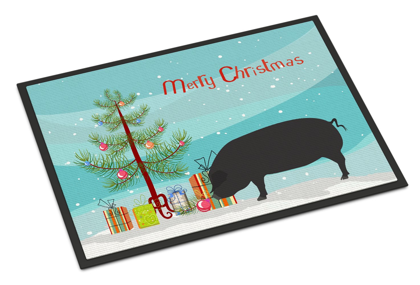 Devon Large Black Pig Christmas Indoor or Outdoor Mat 24x36 BB9298JMAT by Caroline's Treasures