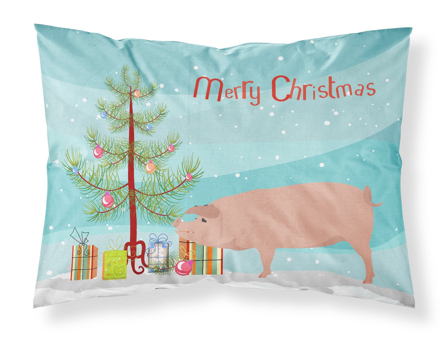 American Landrace Pig Christmas Fabric Standard Pillowcase BB9299PILLOWCASE by Caroline's Treasures
