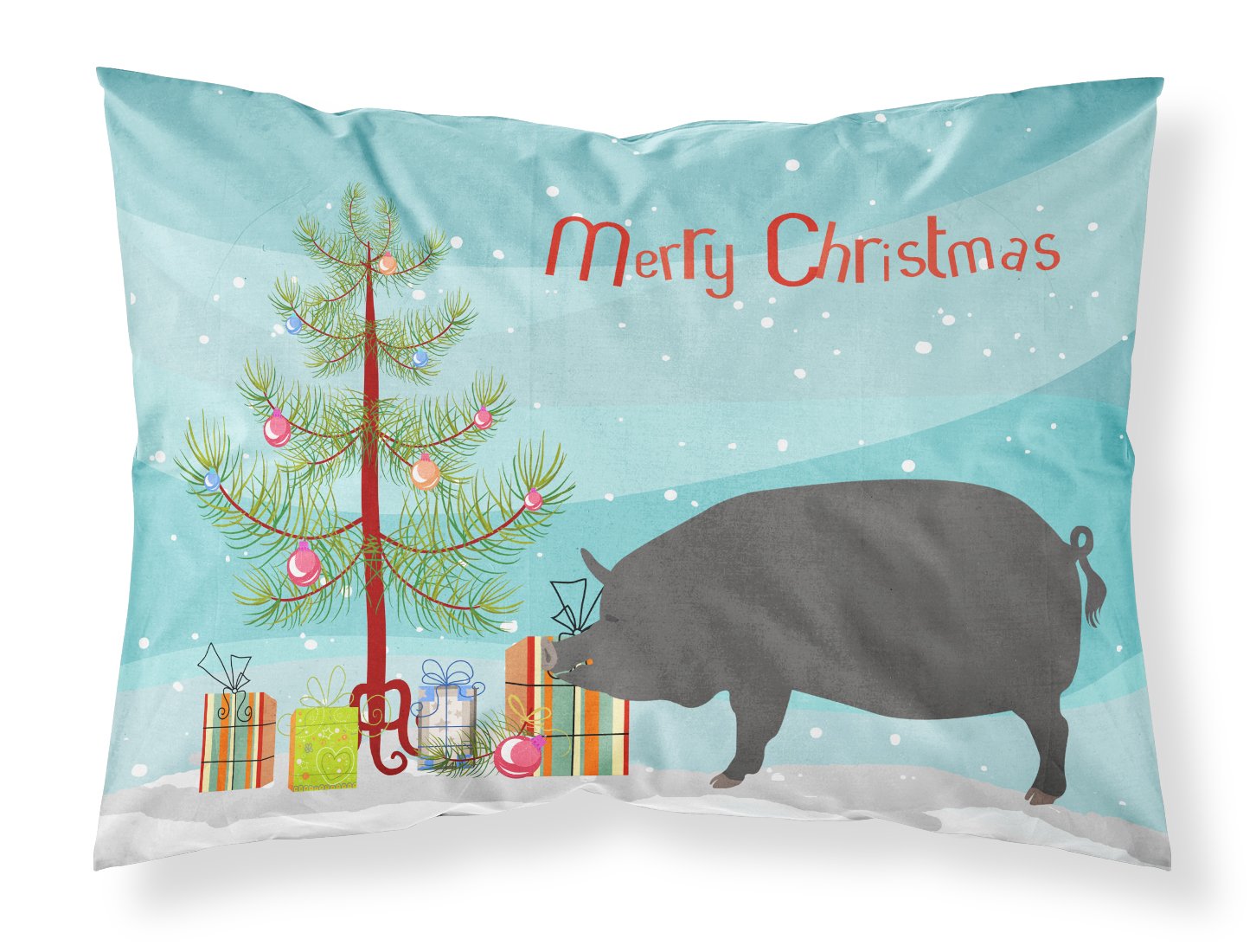 Berkshire Pig Christmas Fabric Standard Pillowcase BB9300PILLOWCASE by Caroline's Treasures