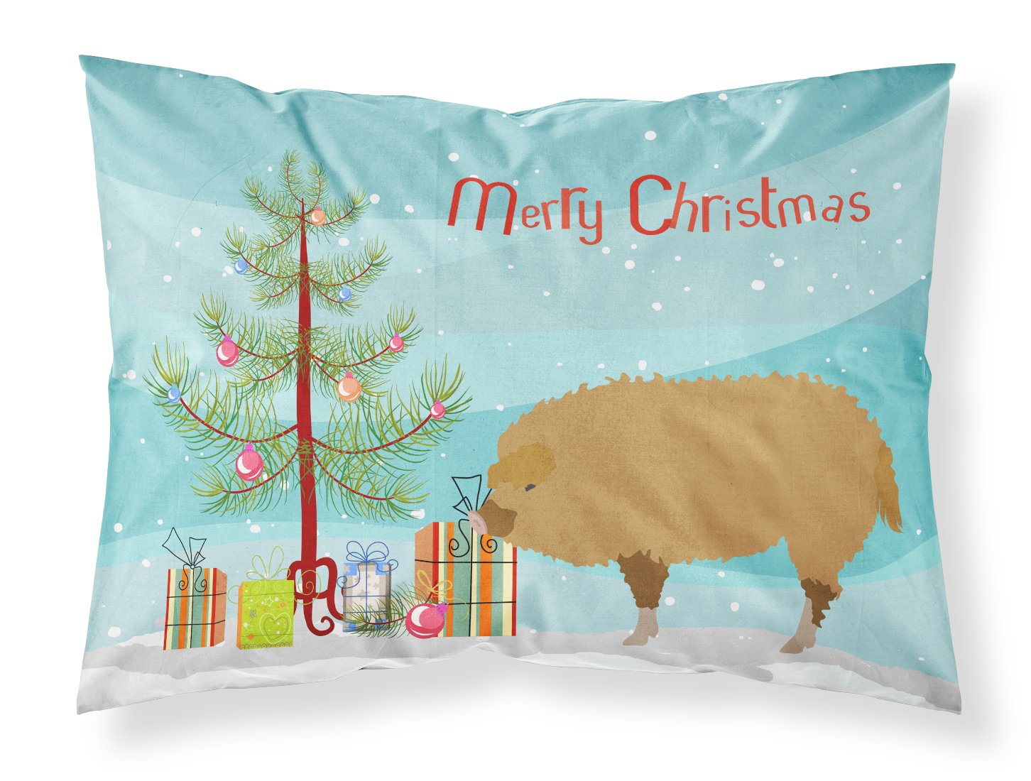 Hungarian Mangalica Pig Christmas Fabric Standard Pillowcase BB9301PILLOWCASE by Caroline's Treasures
